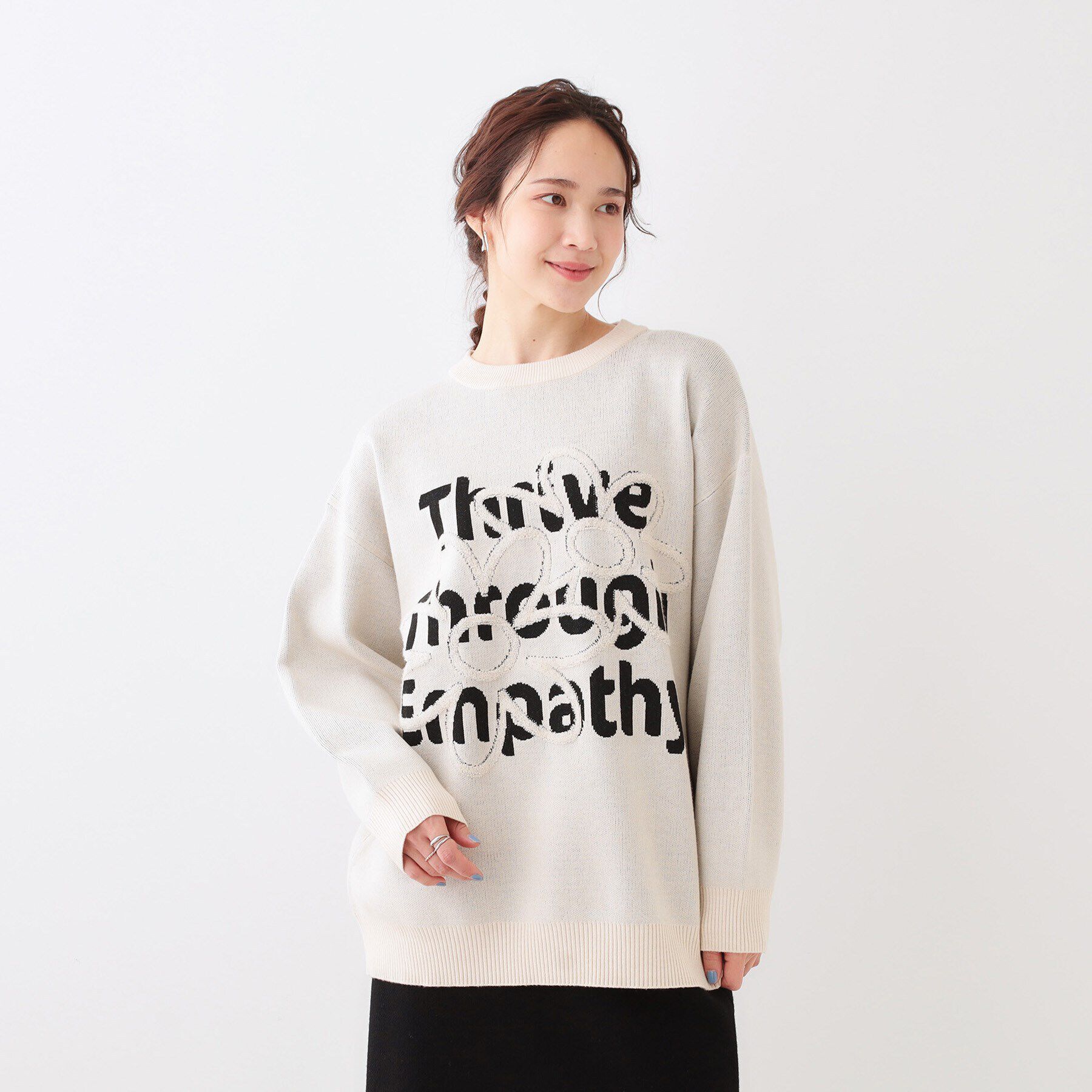 SHOO･LA･RUE「お花&times;ロゴ ゆるシルエットニット」|ニット・セーター|