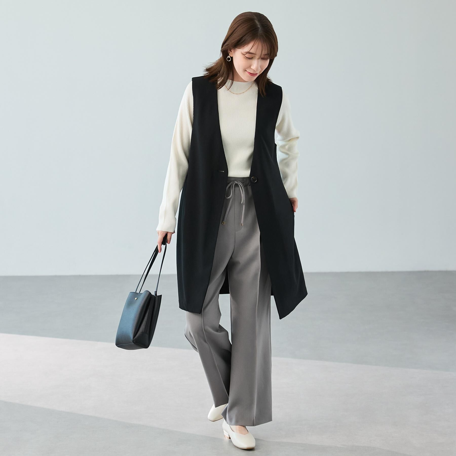 SHOO･LA･RUE「【絶妙なゆるピタ/洗濯機可】ちくちくしにくい リブハイネックやわらかニット」|ニット・セーター|