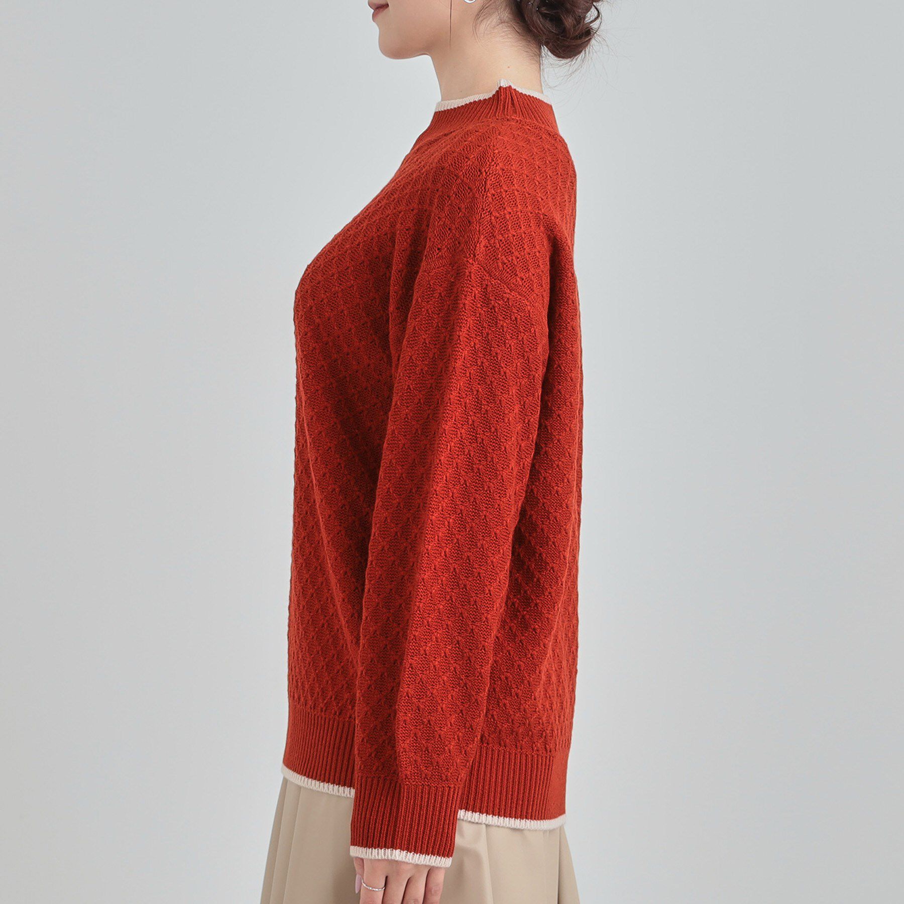 SHOO･LA･RUE「【洗濯機可/毛玉レス】配色がアクセント ダイヤ柄ゆるニット」|ニット・セーター|