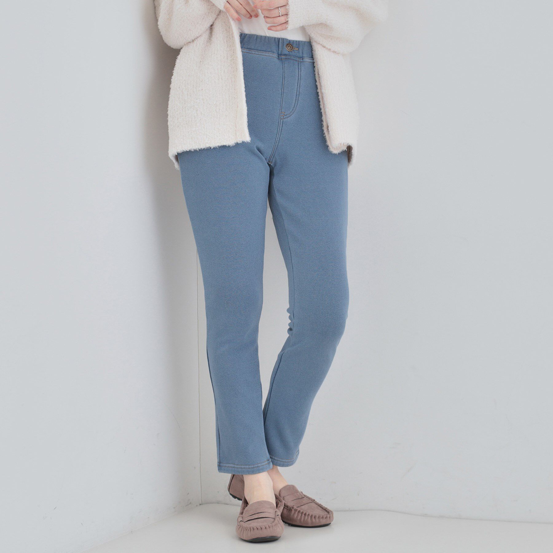 SHOO･LA･RUE「【あったか/洗濯機可/S-LL】裏シャギーデニム風レギンス」|その他|ブルー(092)