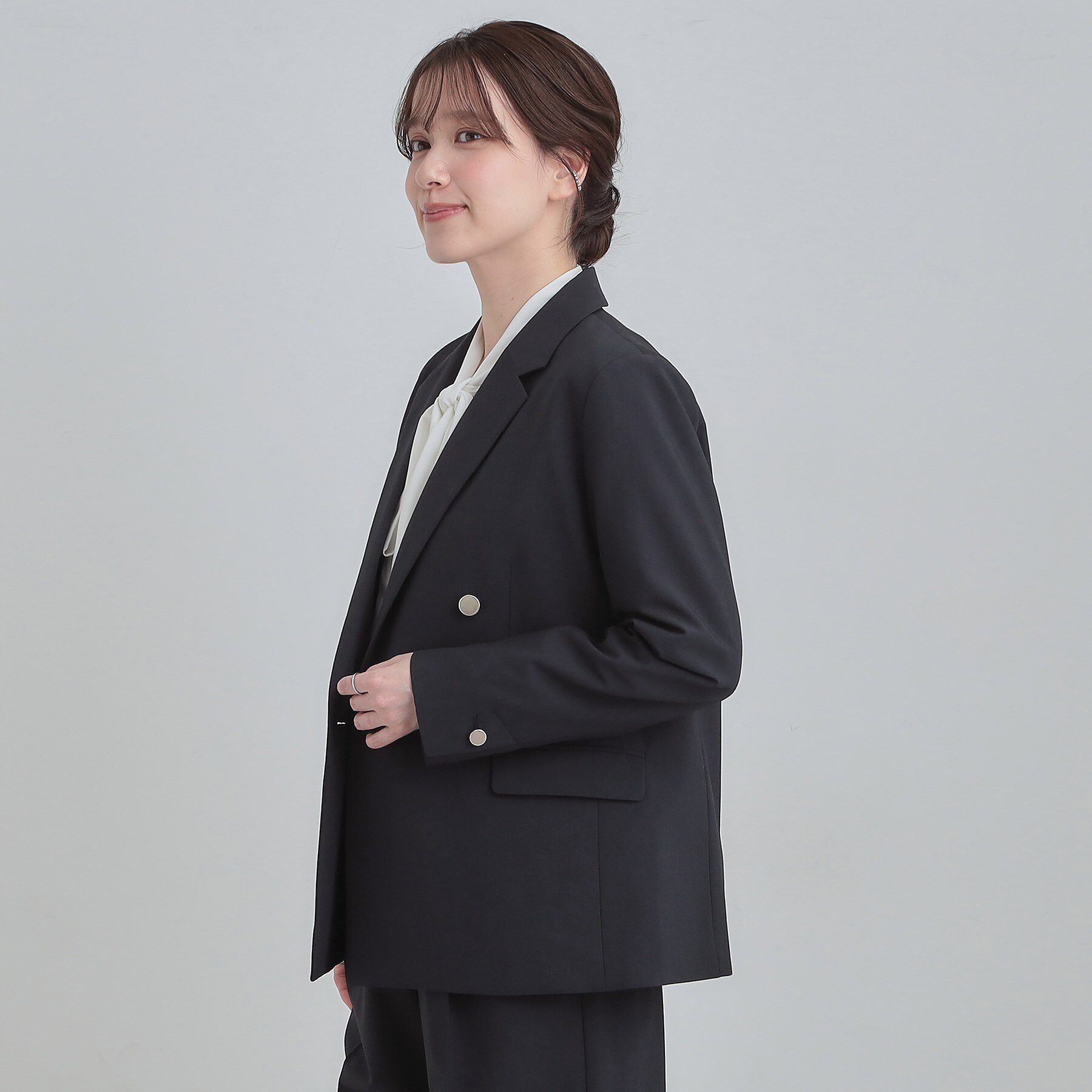 SHOO･LA･RUE「【セットアップ可/S-LL/洗濯機可】マニッシュに決まる ダブルブレストジャケット」|テーラードジャケット|