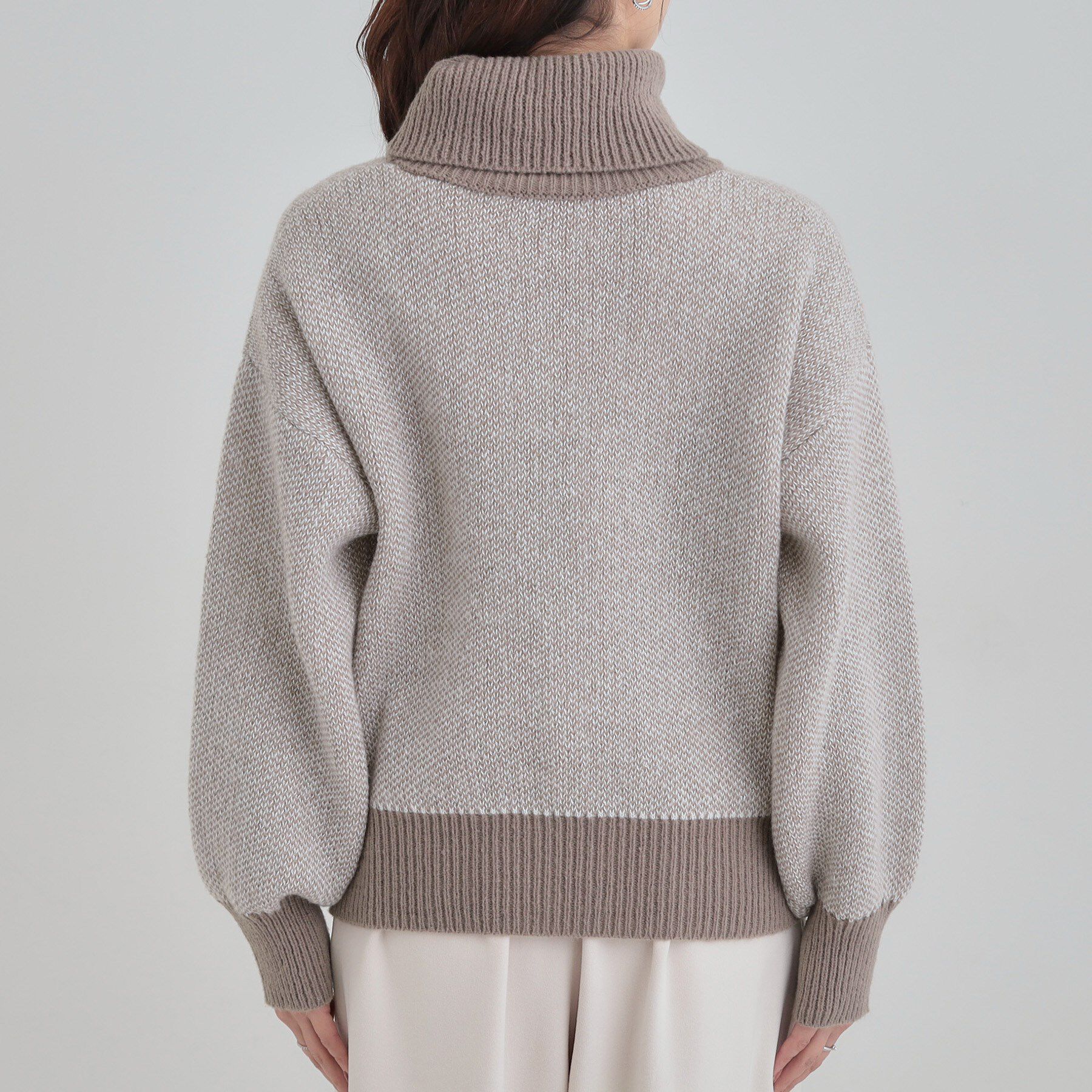 SHOO･LA･RUE「【S-LL/高レビュー】さりげないラメ感 配色ジャカード タートルネックニット」|ニット・セーター|