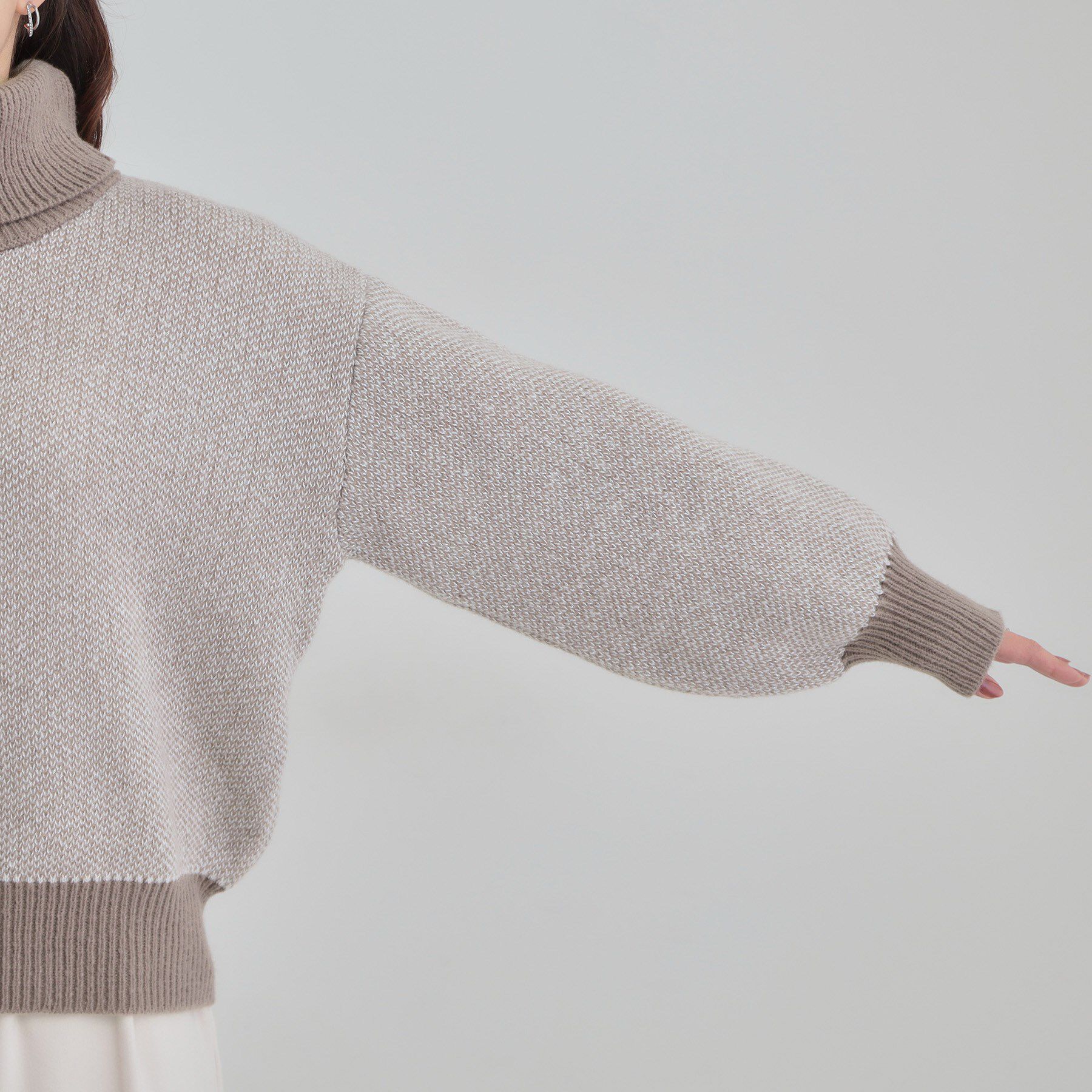 SHOO･LA･RUE「【S-LL/高レビュー】さりげないラメ感 配色ジャカード タートルネックニット」|ニット・セーター|