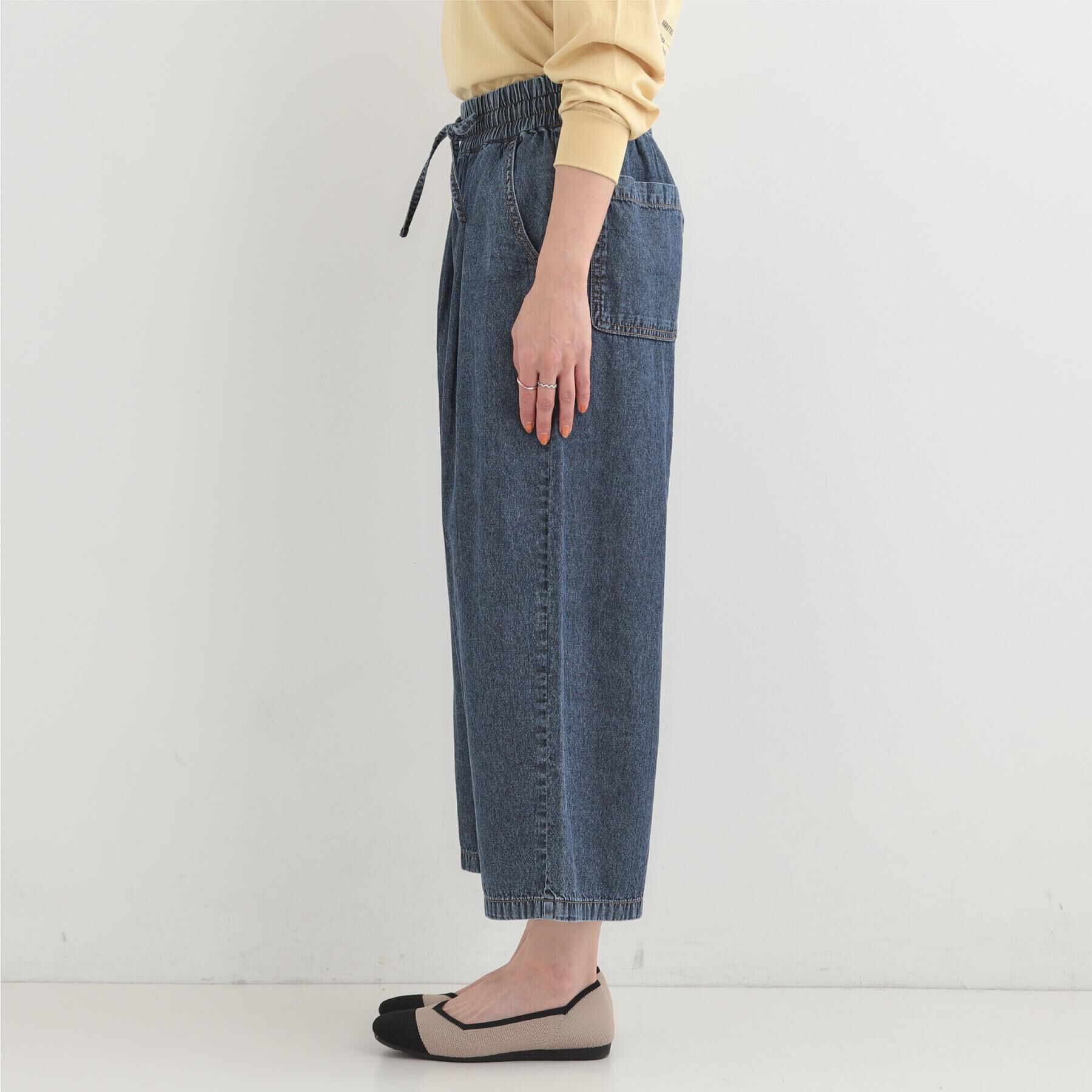 SHOO･LA･RUE「【ライトオンスデニム/着丈選べる】らくらくデニムイージーワイドパンツ」|デニム|