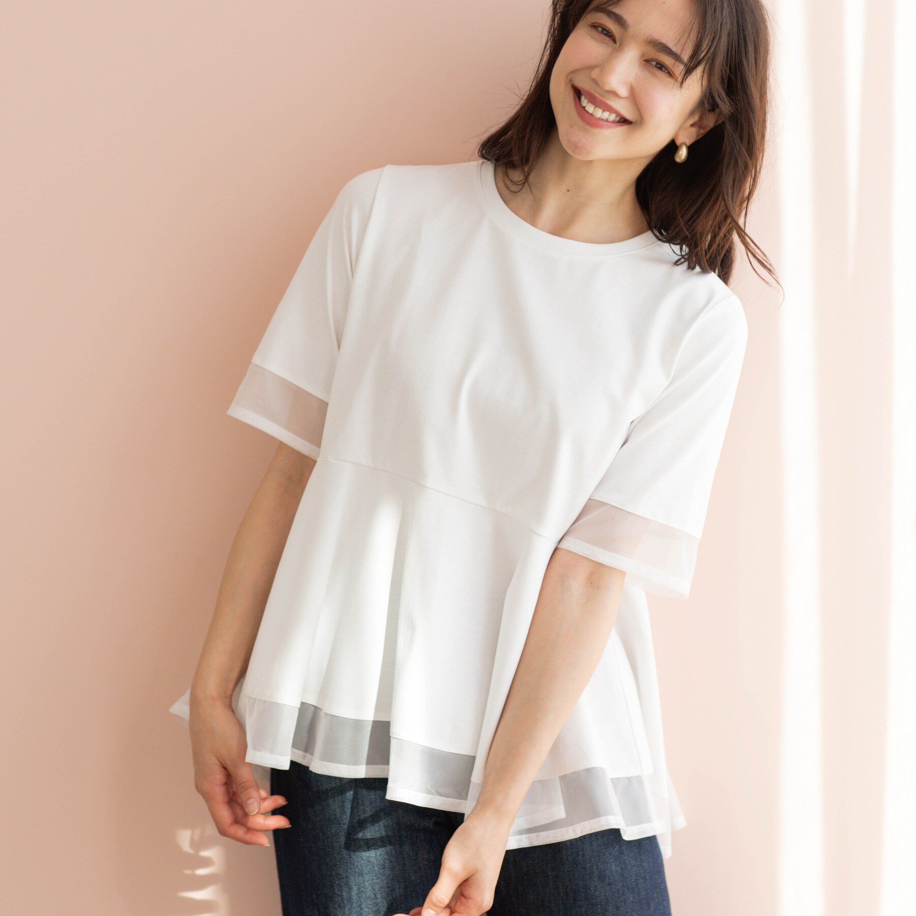 SHOO･LA･RUE「チュールレイヤードペプラムＴシャツ」|Tシャツ・カットソー|