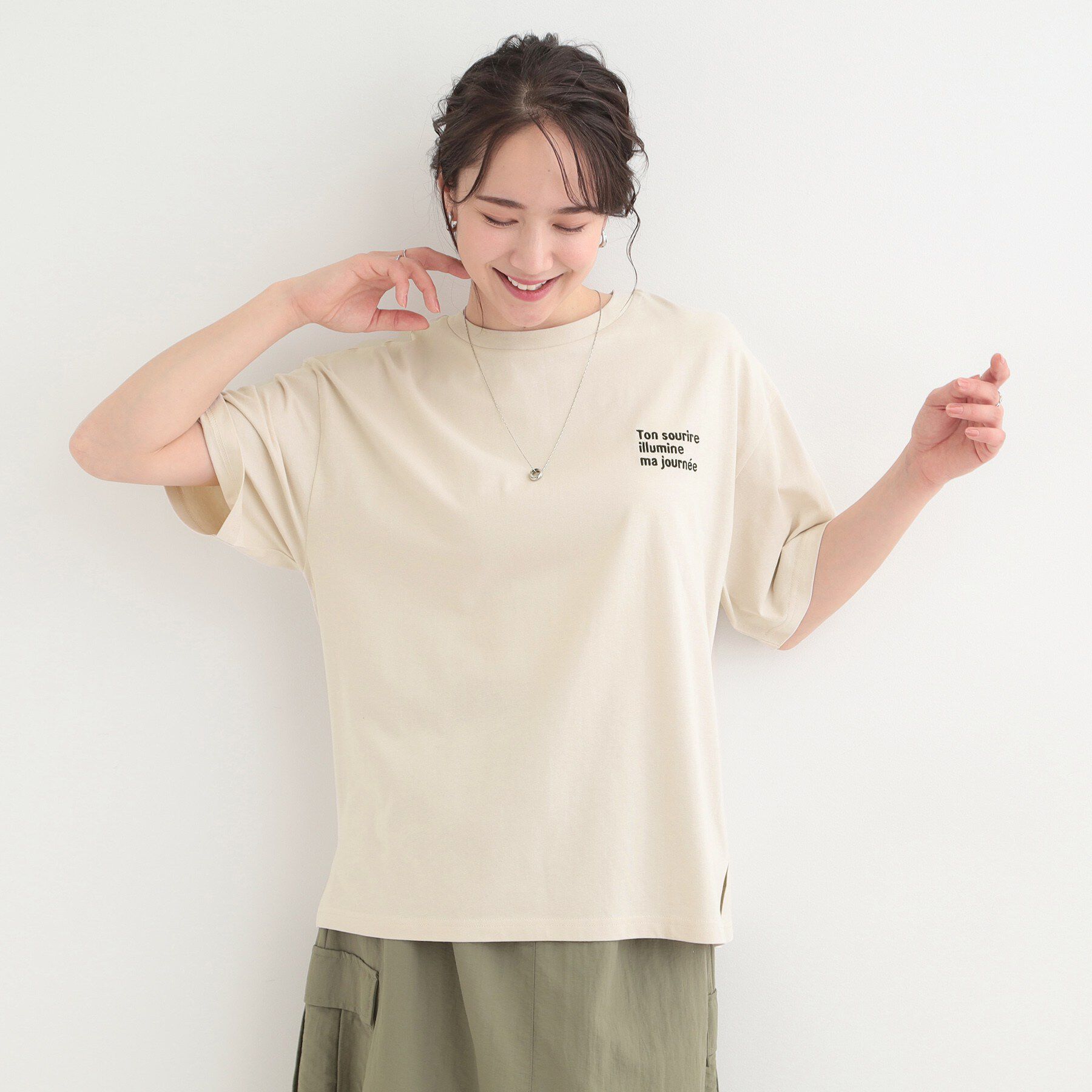 SHOO･LA･RUE「【綿100％/S-LL/プチプラ】 無地＆プリントアソート ベーシックTシャツ」|Tシャツ・カットソー|