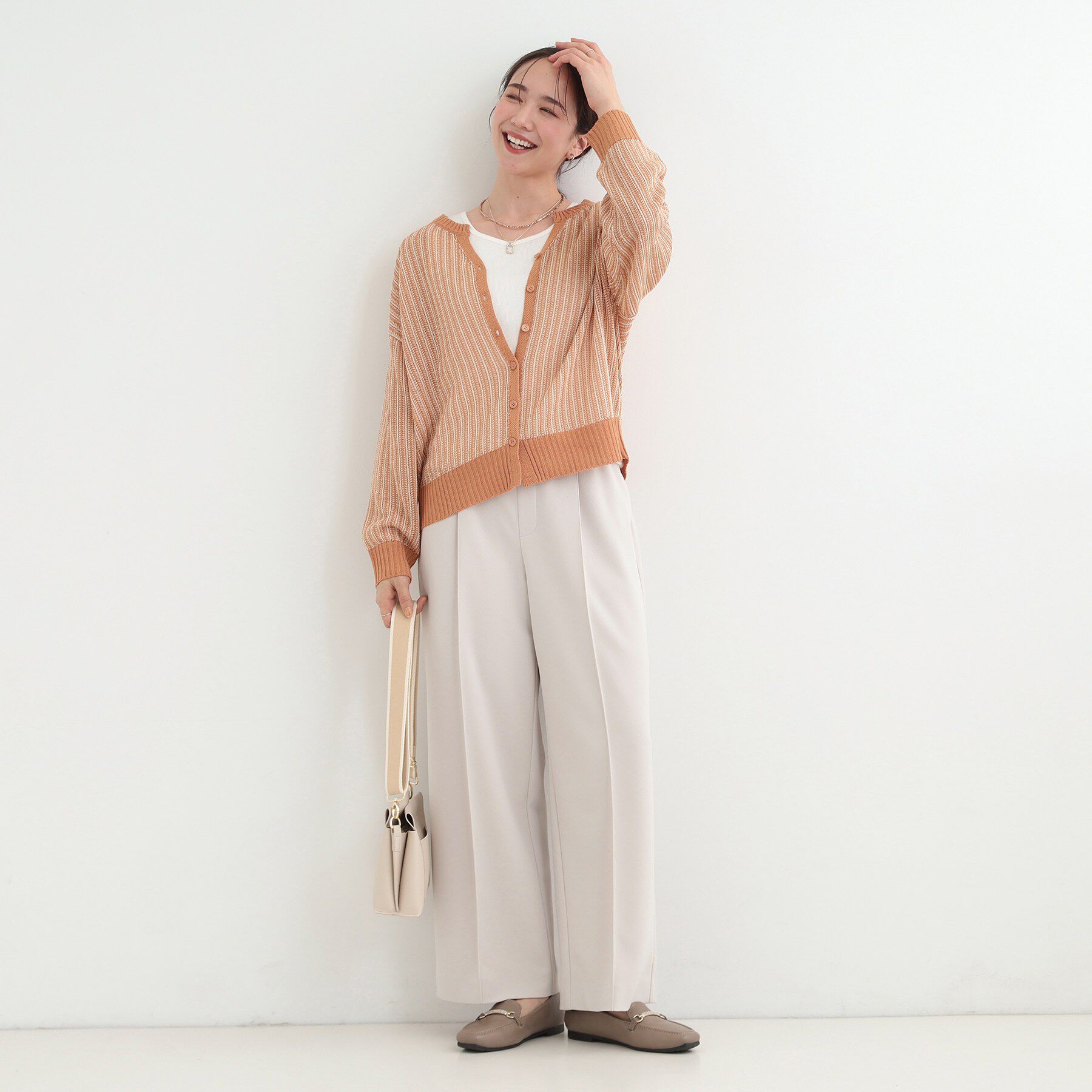 SHOO･LA･RUE「【洗濯機可/S-LL】キーネックでこなれ見え　ざっくり編みカーディガン」|カーディガン|