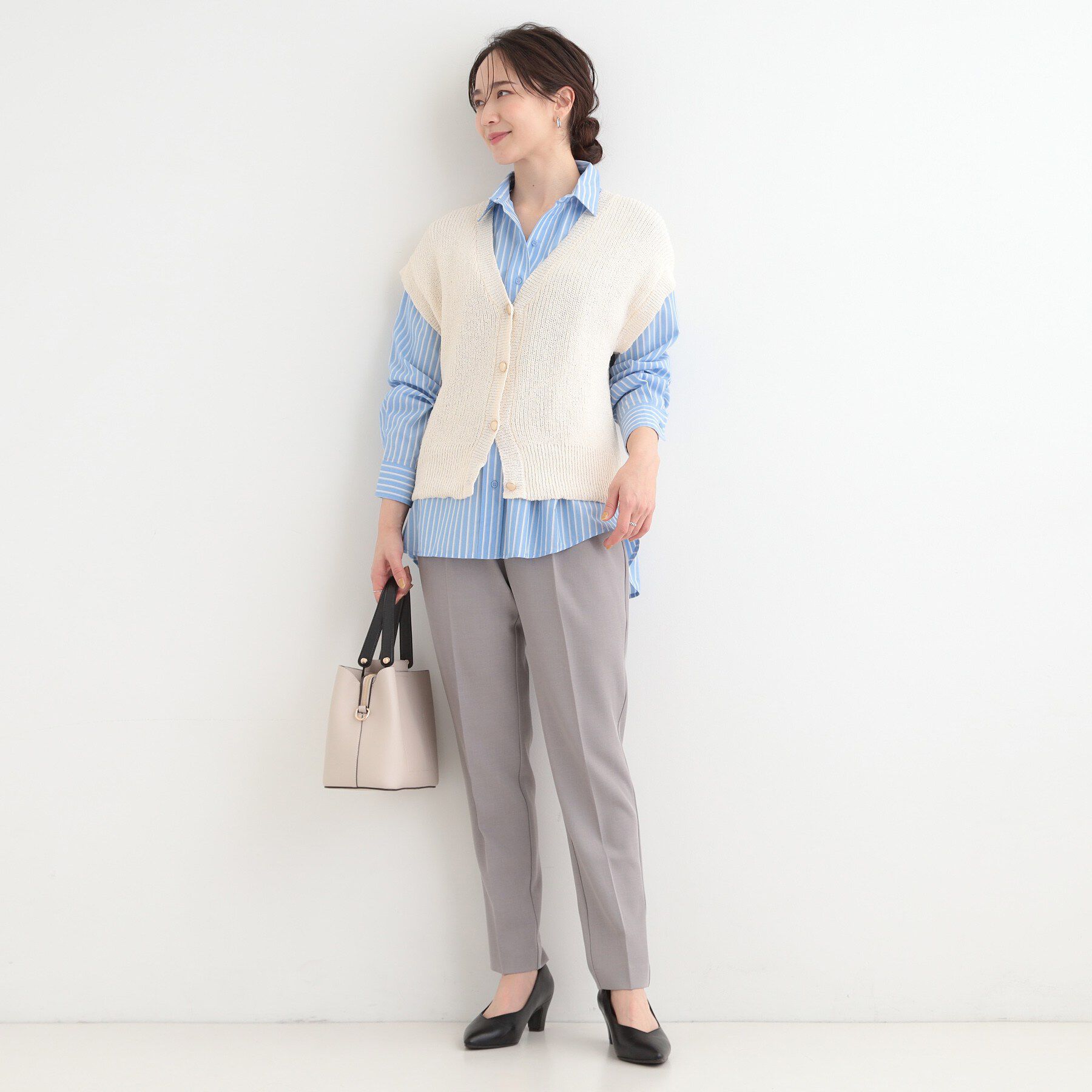 SHOO･LA･RUE「【選べる色・柄/S-LL】通年使える レギュラーカラーシャツ」|シャツ・ブラウス|