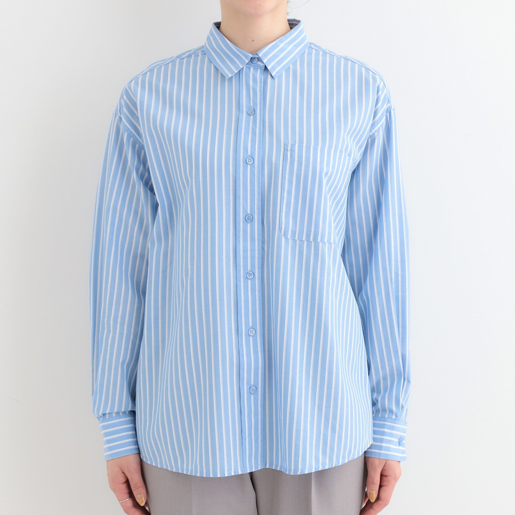 SHOO･LA･RUE「【選べる色・柄/S-LL】通年使える レギュラーカラーシャツ」|シャツ・ブラウス|