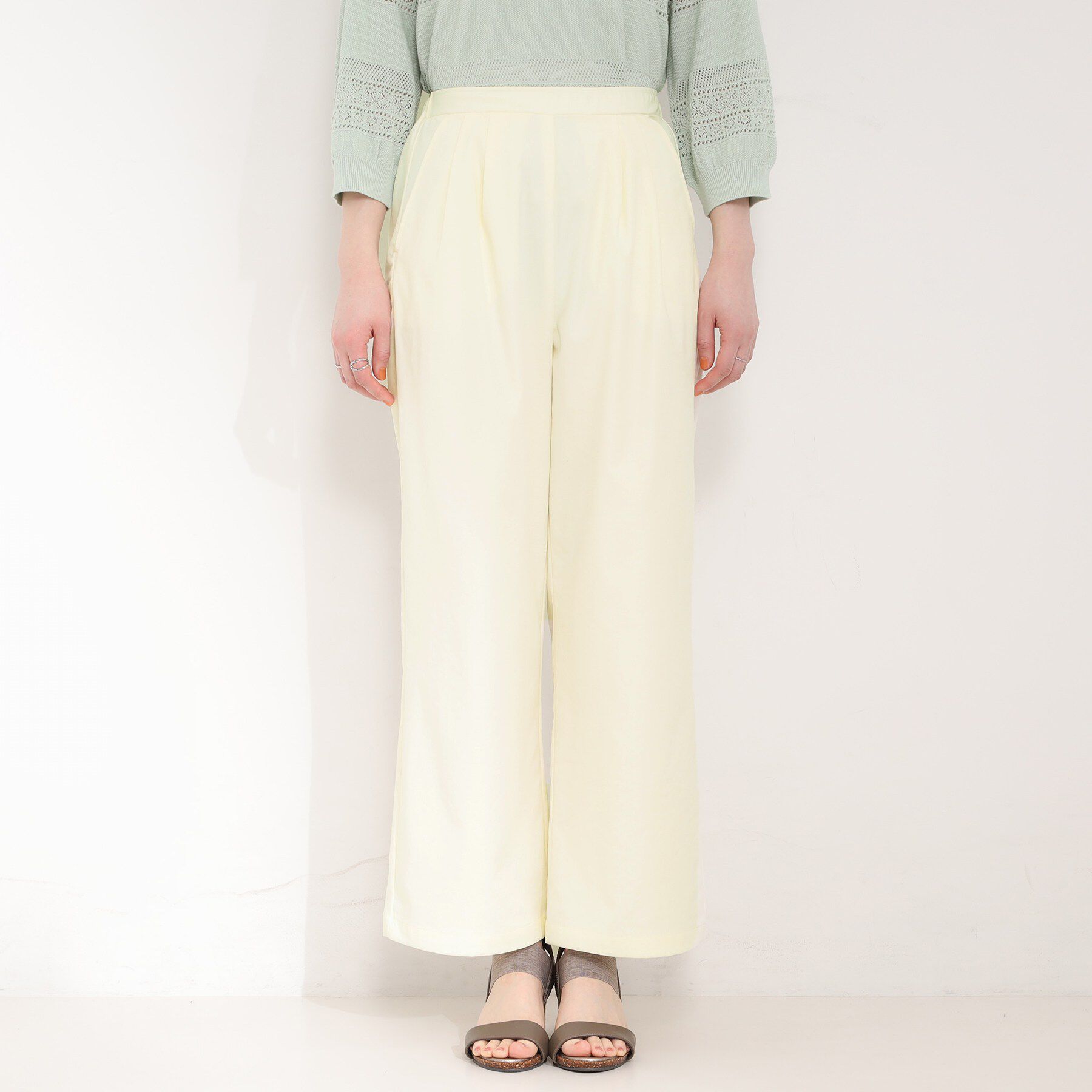 SHOO･LA･RUE「【洗濯機可/S-LL】ツータックでウエスト回りをすっきり見せるワイドパンツ」|その他|