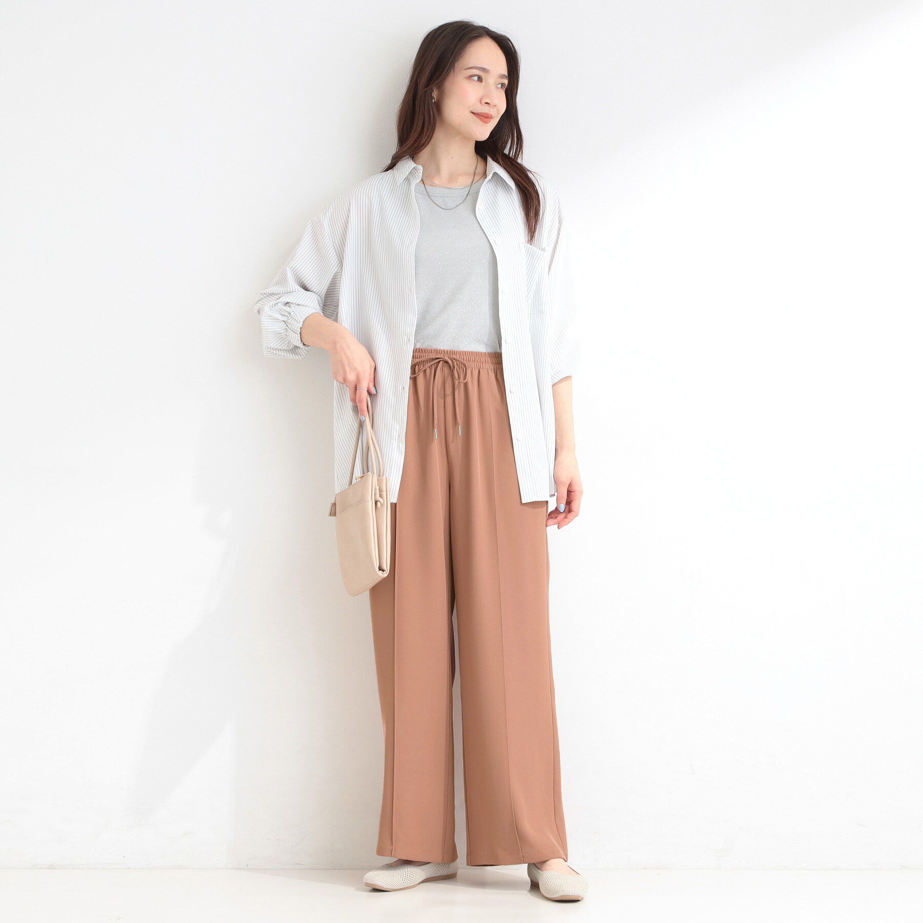 SHOO･LA･RUE「【セットアップ可/ひんやり/UV/S-LL】さらさらぷるん イージーワイドパンツ」|その他|