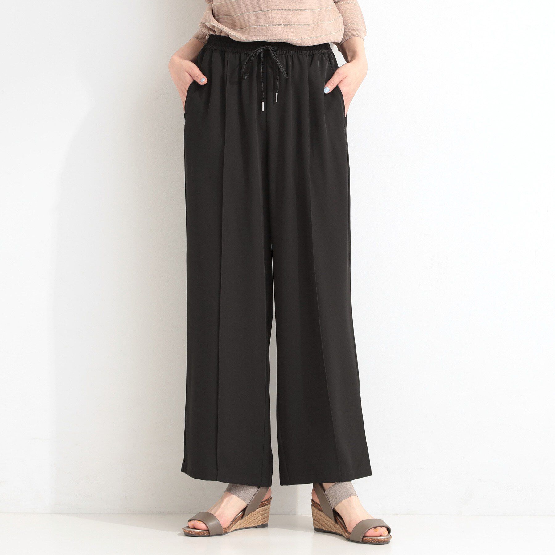 SHOO･LA･RUE「【セットアップ可/ひんやり/UV/S-LL】さらさらぷるん イージーワイドパンツ」|その他|