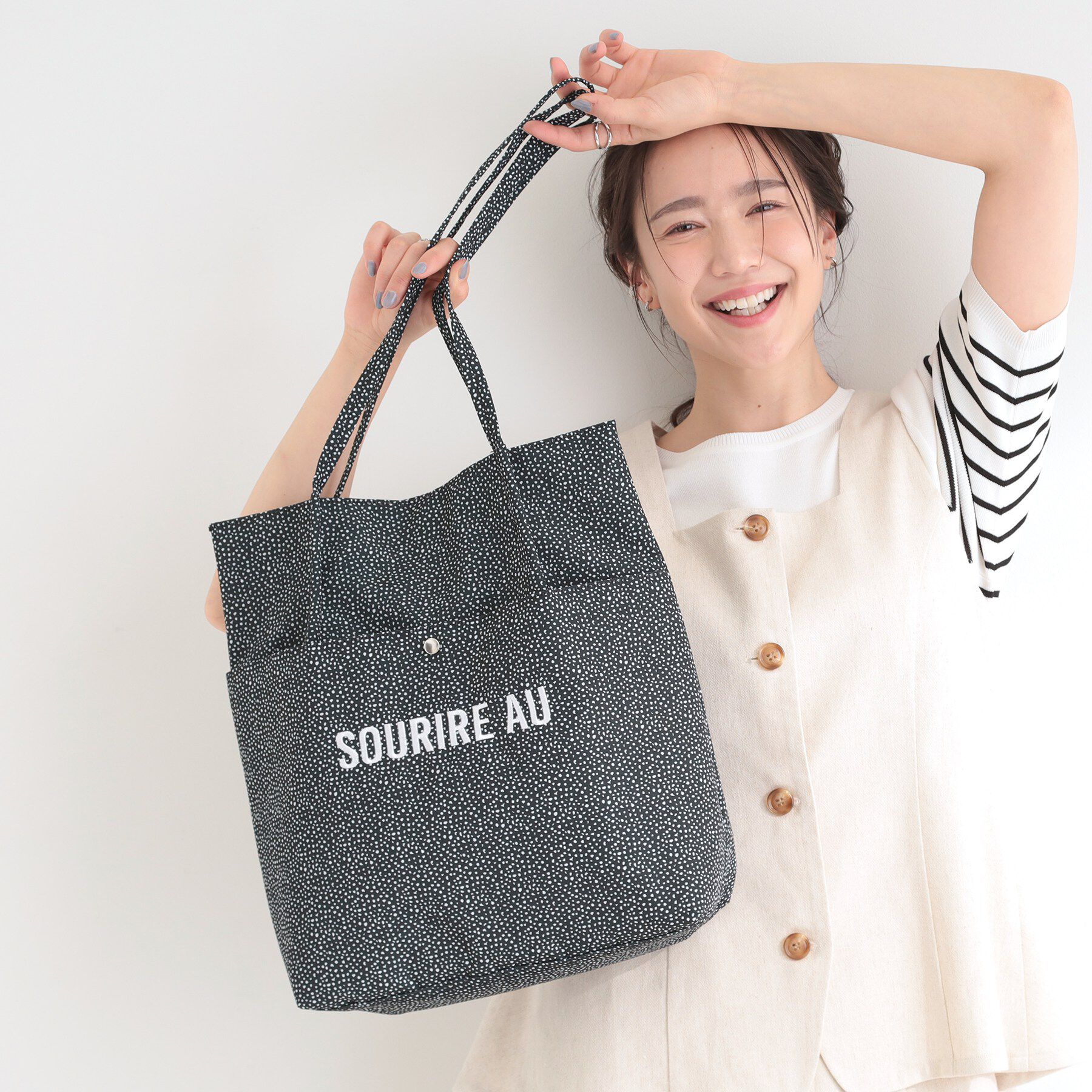 SHOO･LA･RUE「ラタプリントトートバッグ」|トートバッグ|ブラック(119)