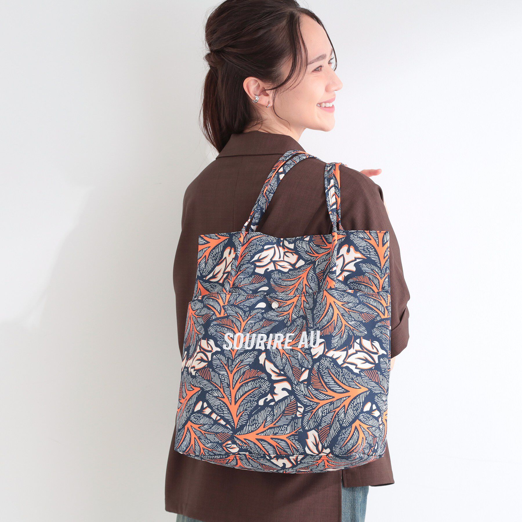 SHOO･LA･RUE「ラタプリントトートバッグ」|トートバッグ|オレンジ(166)