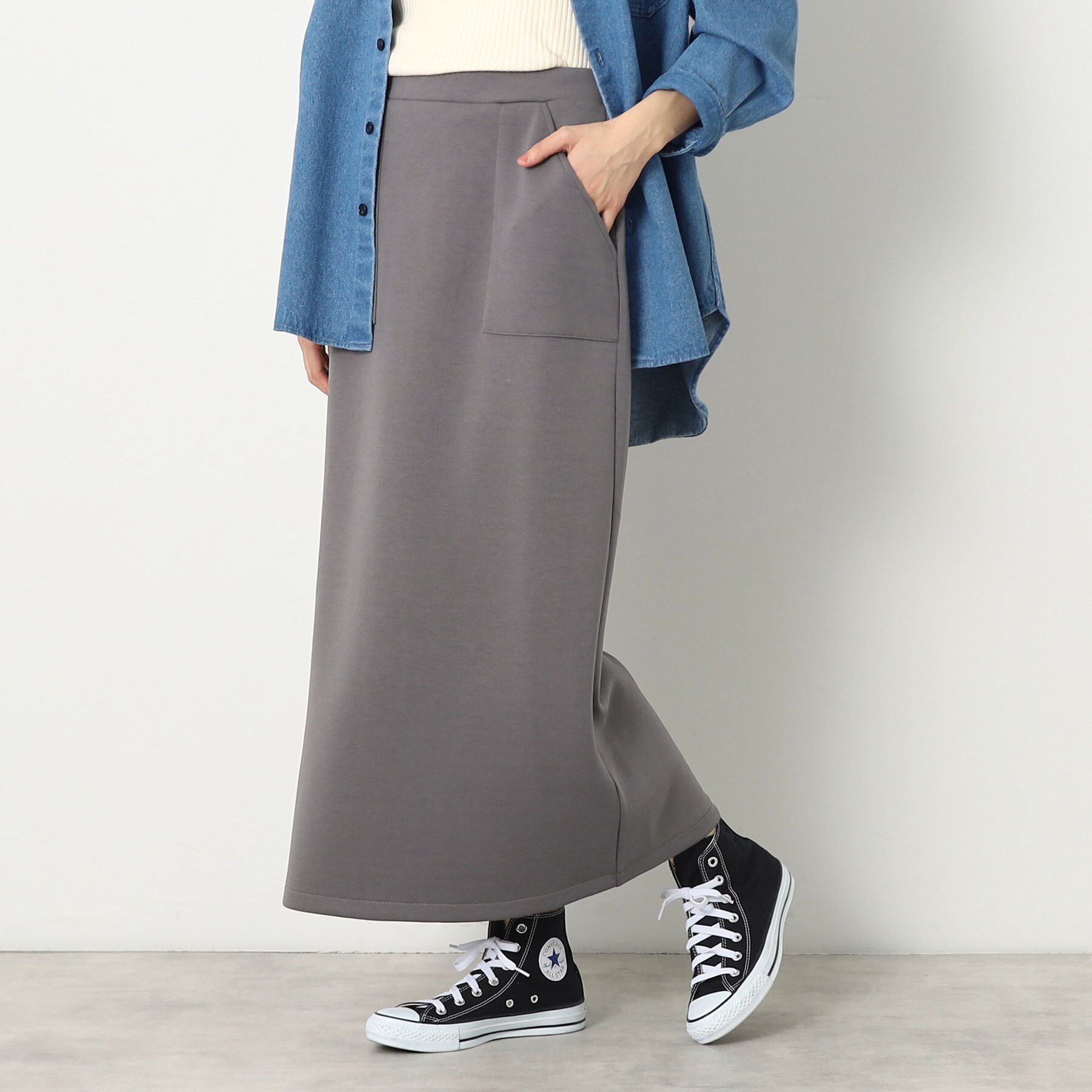 Dessin「【ウエストゴム・洗える】ダンボールジャージストレートスカート（XS～L）」|スカート|