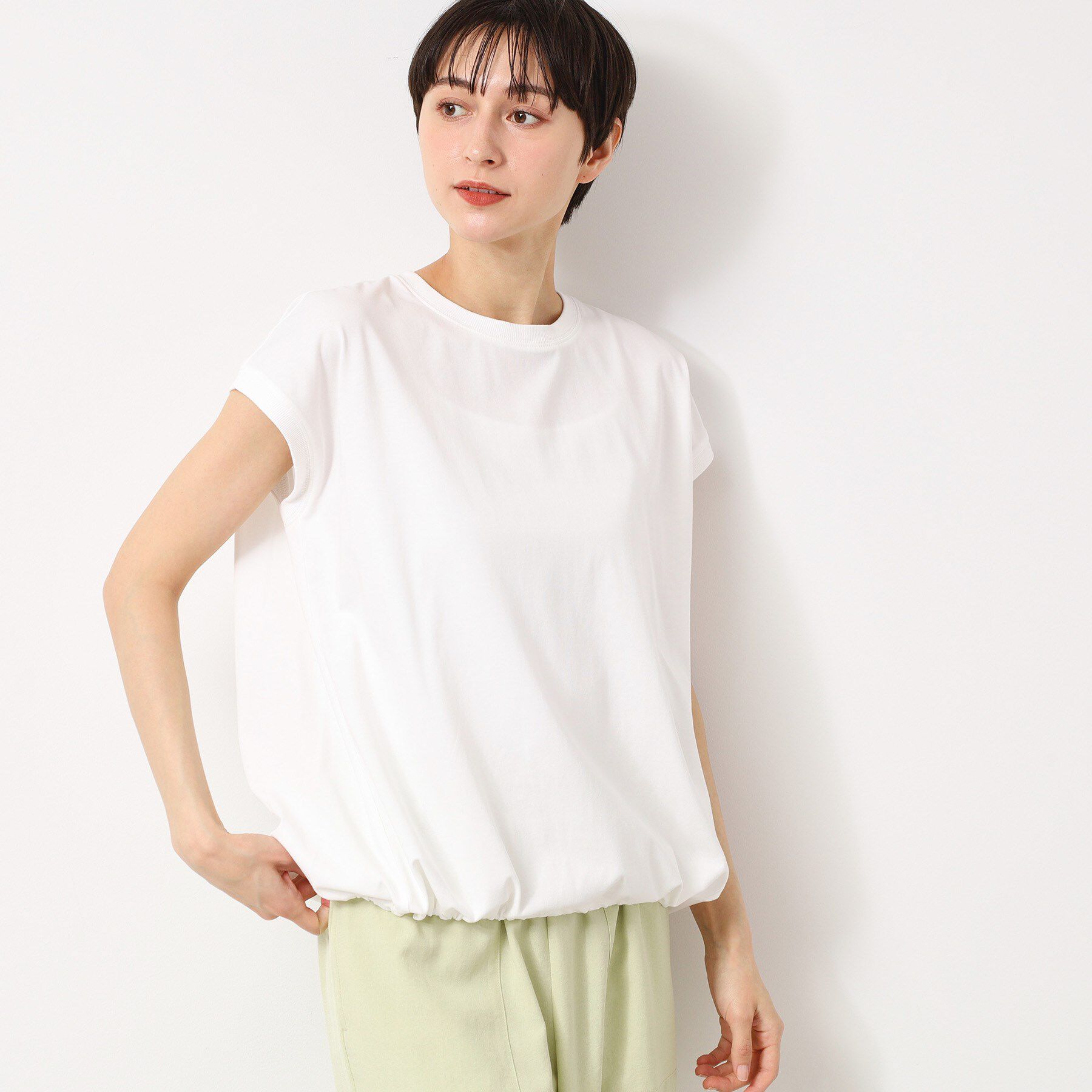 Dessin「【洗える・UV】ドローコード付きフレンチスリーブカットソー」|Tシャツ・カットソー|