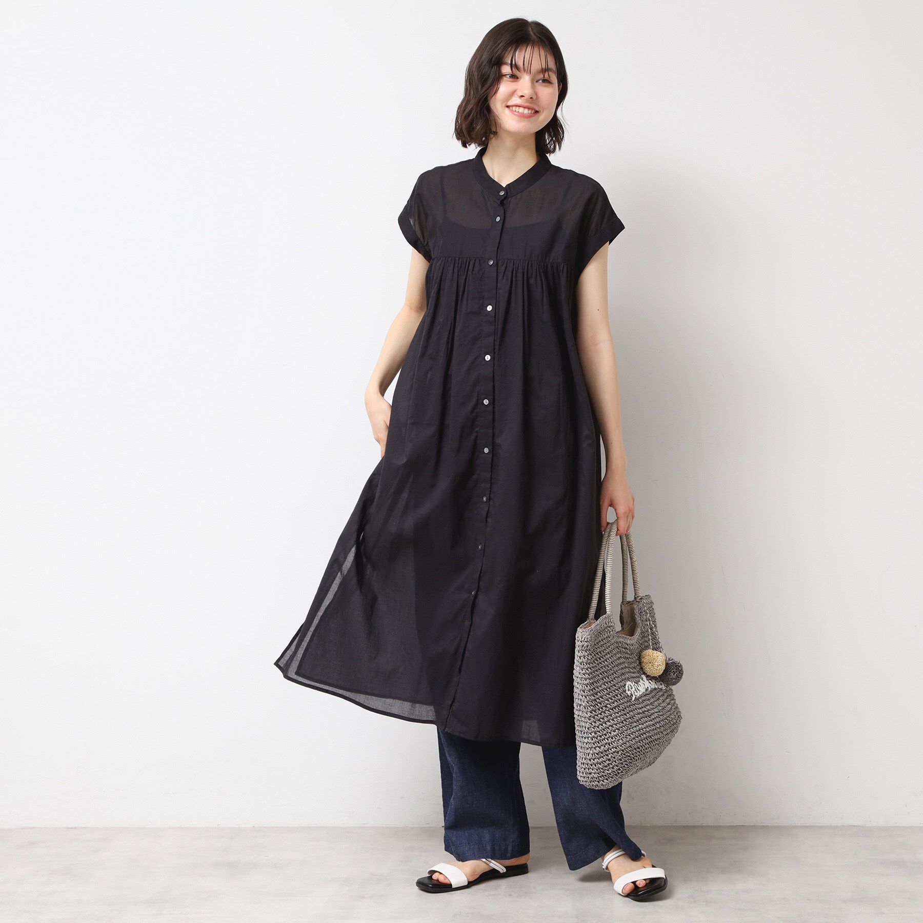 Dessin「【洗える】シアーシャツワンピース」|ワンピース|