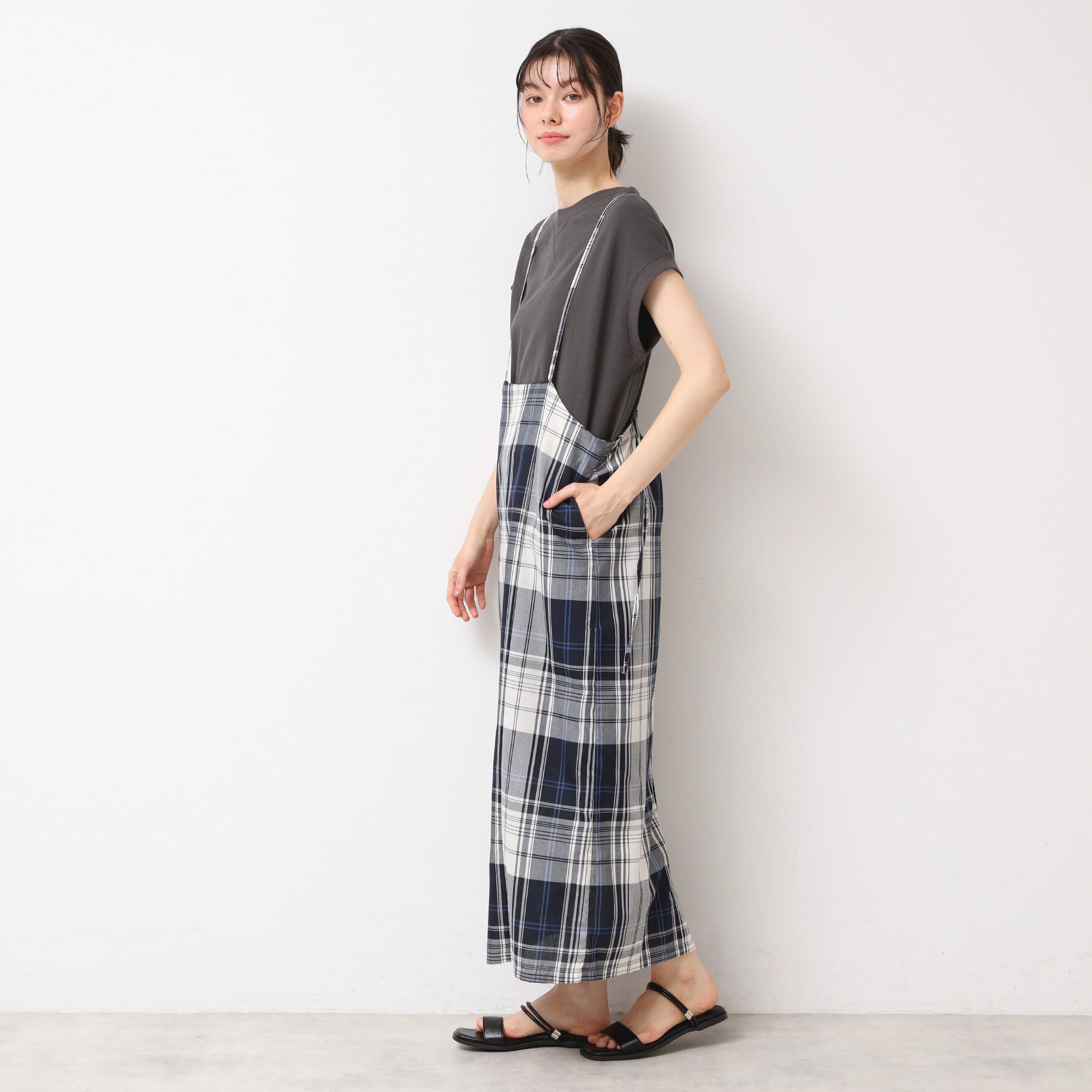 Dessin「【洗える】肩紐付きチェックスカート」|スカート|
