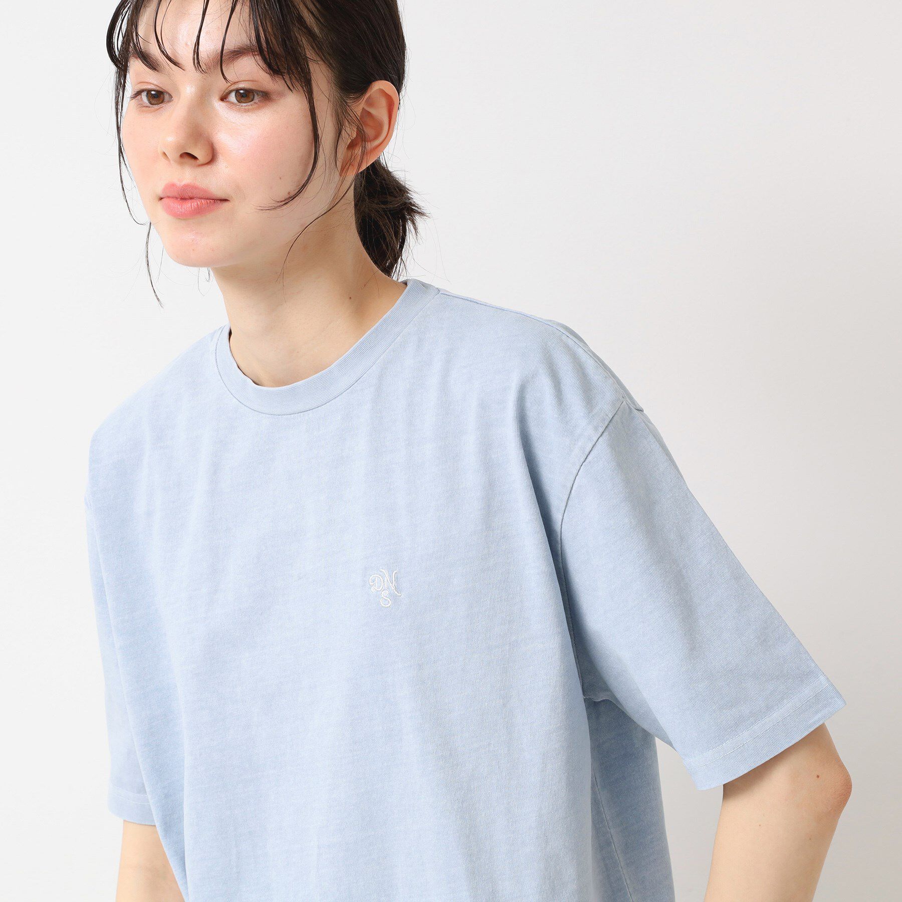 Dessin「【ユニセックス・洗える】ロゴ入りピグメントTシャツ」|Tシャツ・カットソー|ブルー(091)