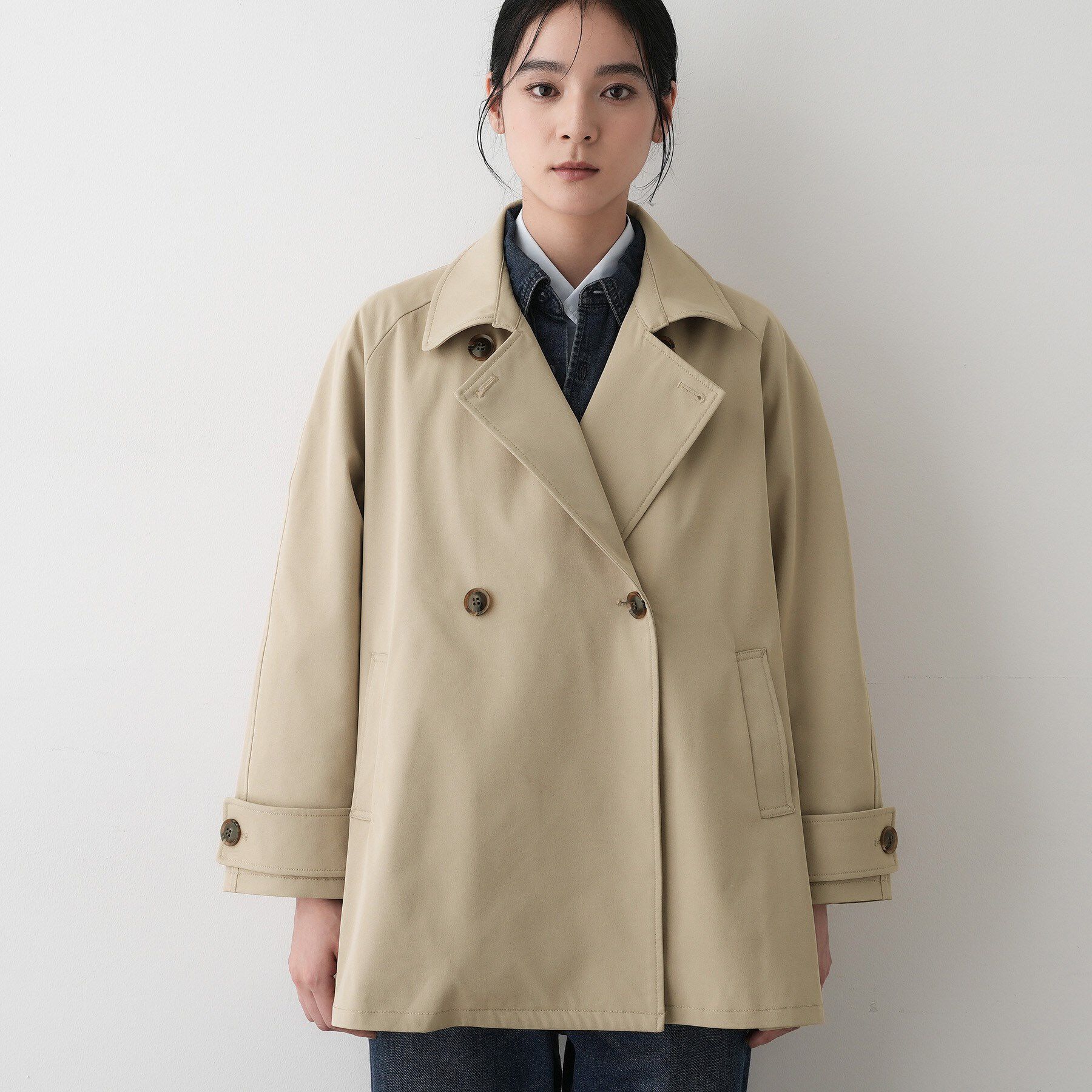 Dessin「【撥水・洗える】スタンドカラートレンチジャケット」|トレンチコート|