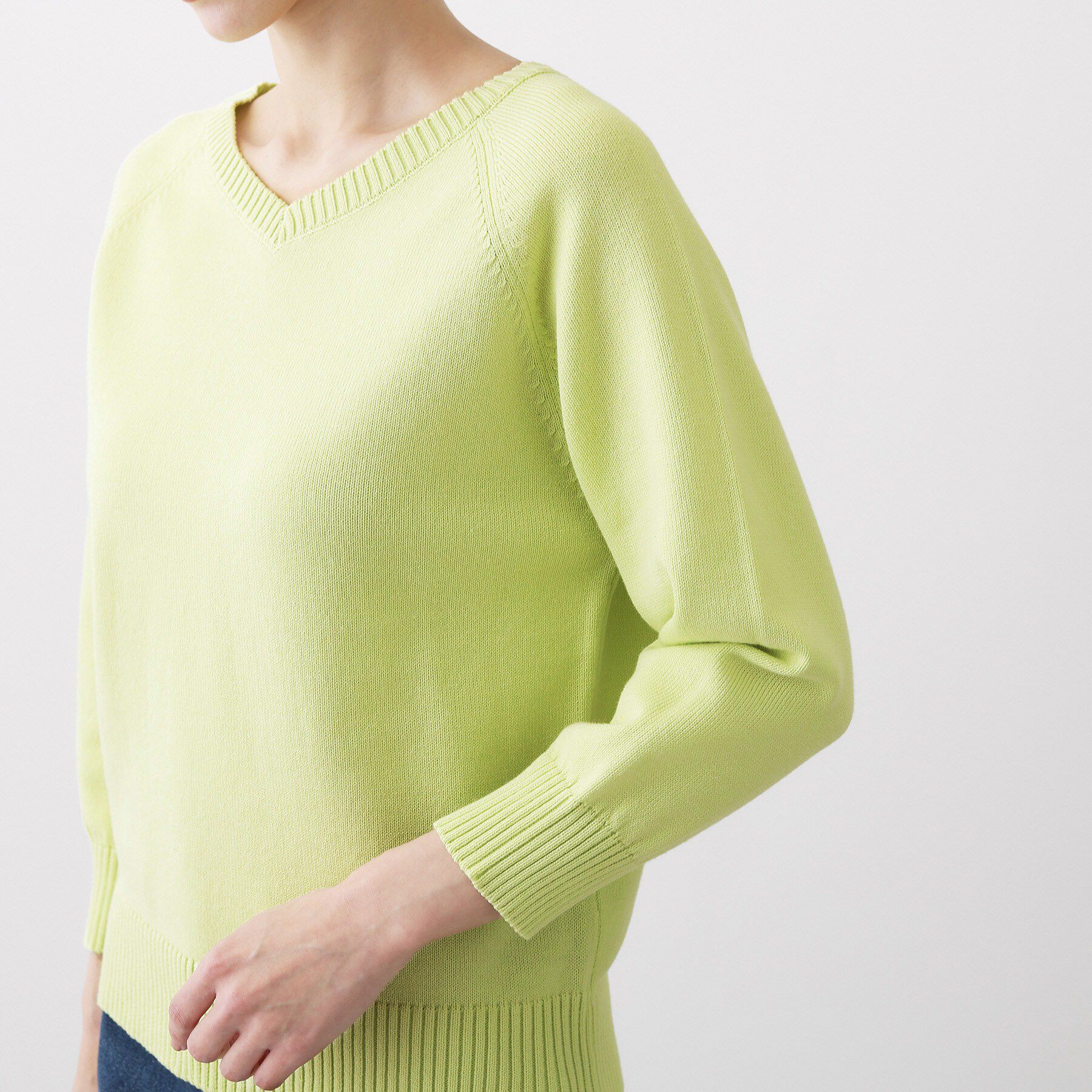 Dessin「【洗える】コットンVネックニット」|ニット・セーター|
