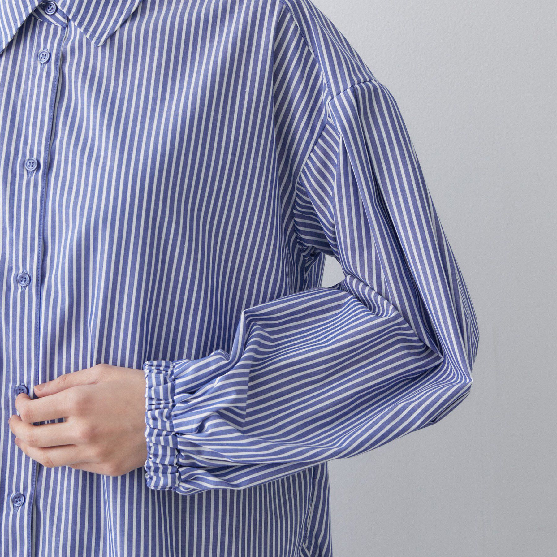 Dessin「【洗える】バルーンスリーブバンドカラーシャツ」|シャツ・ブラウス|