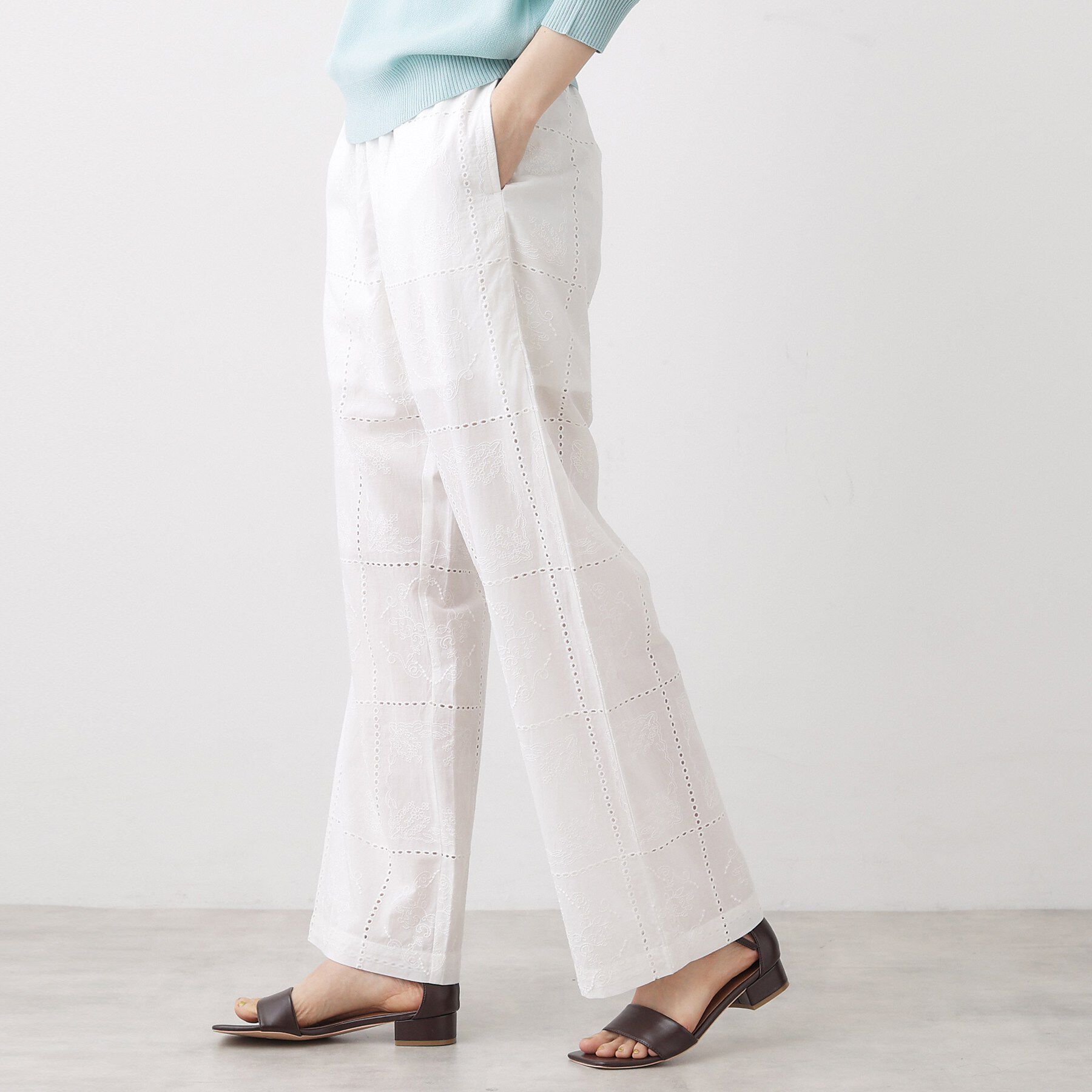 Dessin「【セットアップ可/ウエストゴム】刺繍スクエアレースワイドパンツ」|その他|