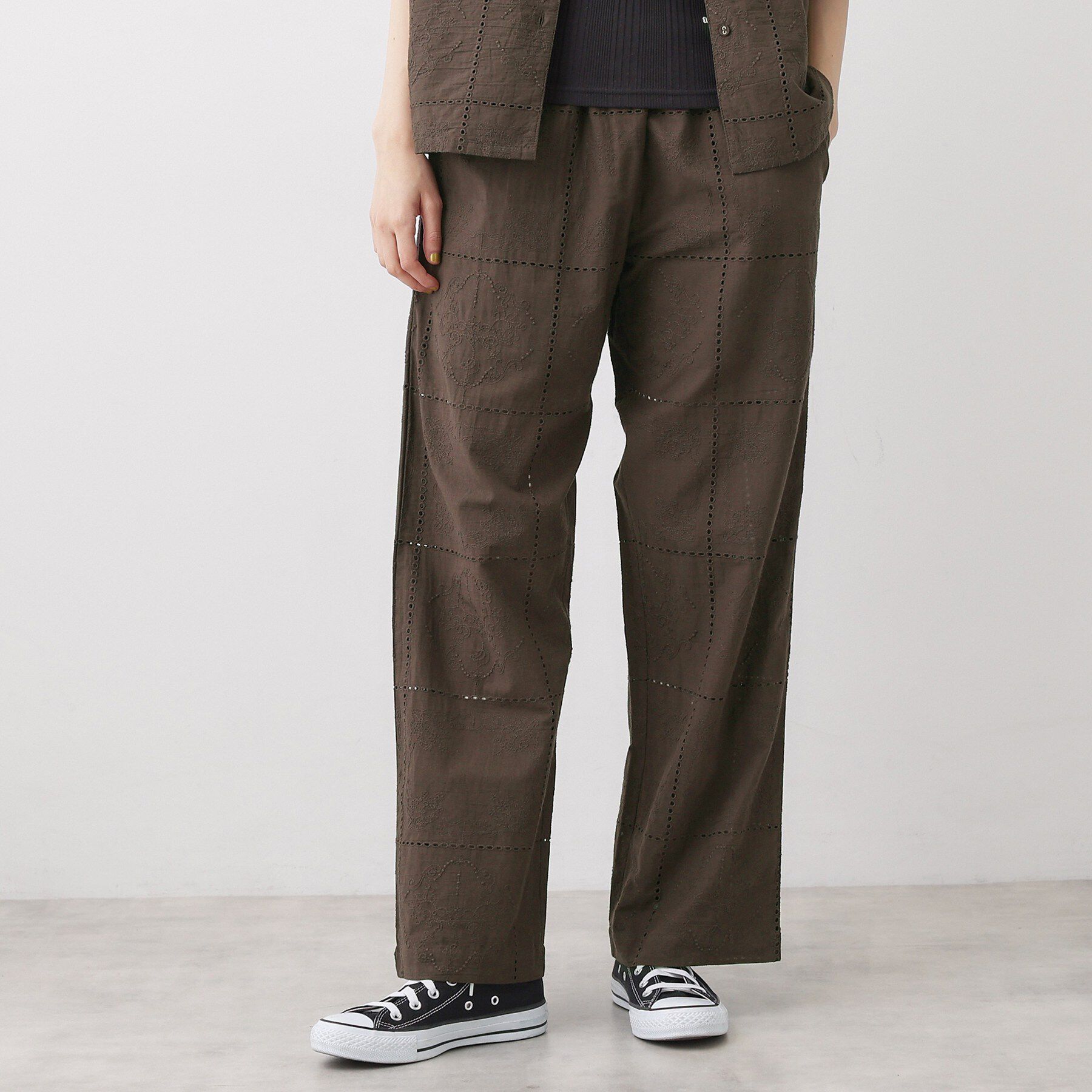 Dessin「【セットアップ可/ウエストゴム】刺繍スクエアレースワイドパンツ」|その他|