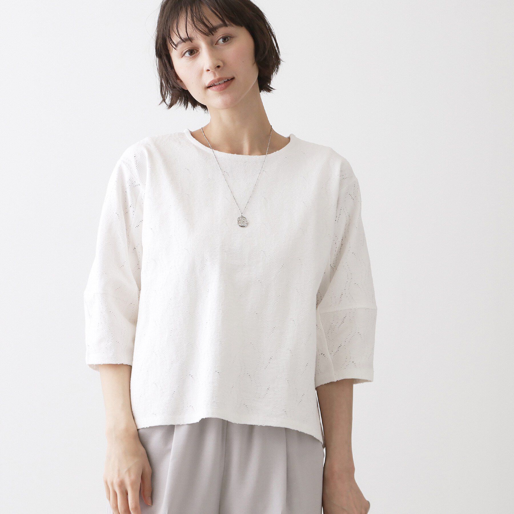 Dessin「【洗える】七分袖レースカットソー」|Tシャツ・カットソー|