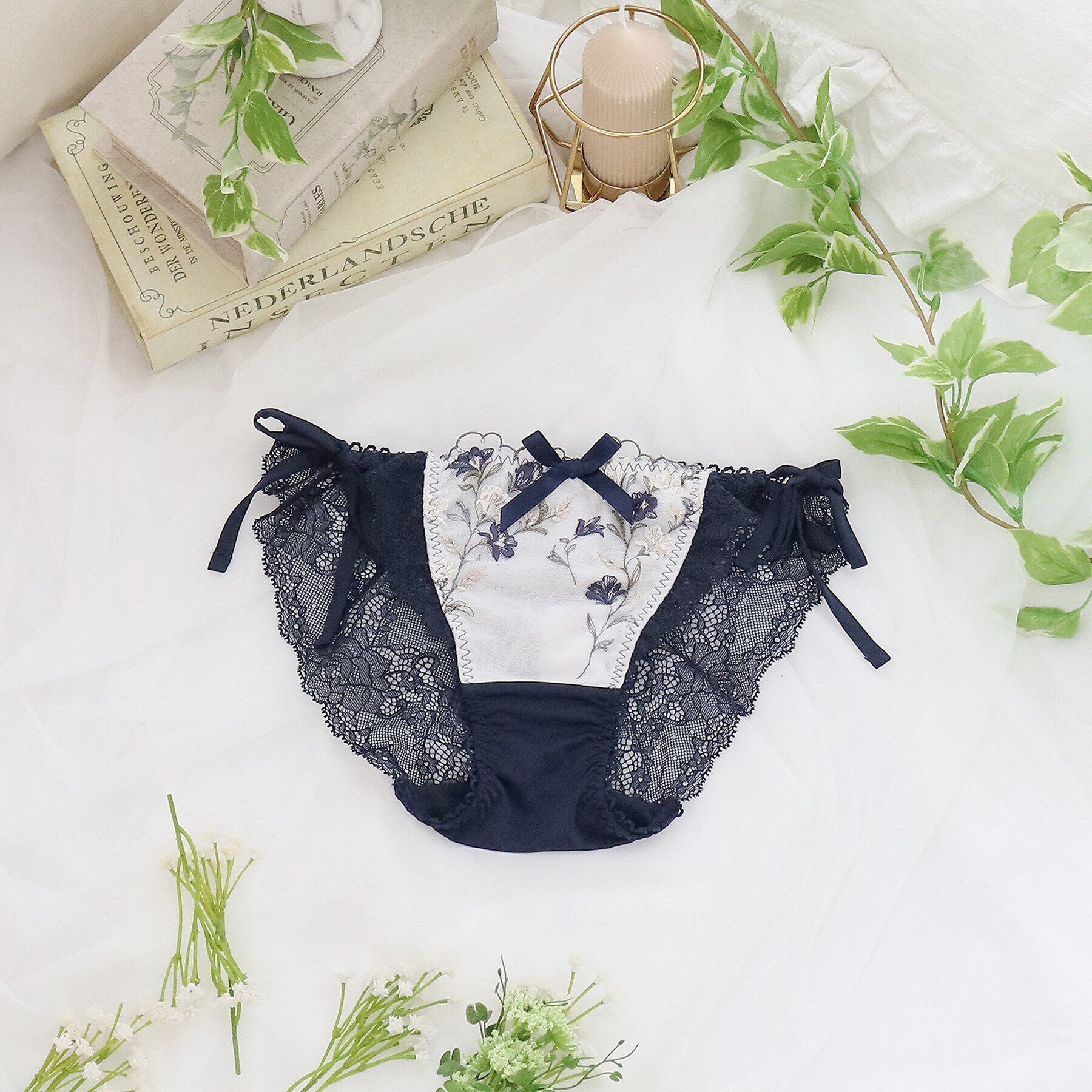 Risa Magli「リュカ リボンショーツ」|インナー|ネイビー(094)