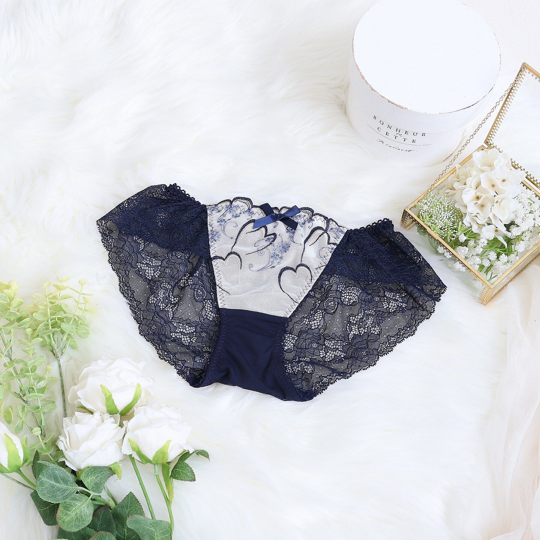 Risa Magli「ブランディーヌ レースショーツ」|インナー|ネイビー(094)