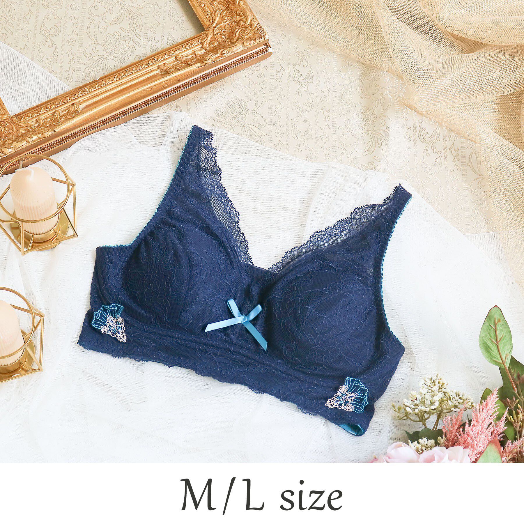 Risa Magli「シェール おやすみブラ（M-L）」|インナー|ネイビー(094)