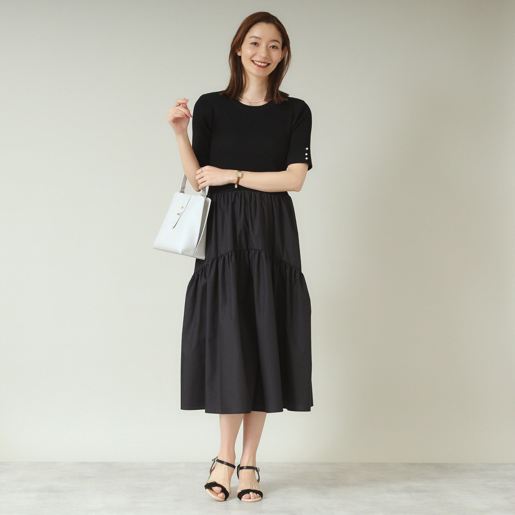 ITS&rsquo;DEMO「【手洗い可】ニットドッキングワンピース」|ワンピース|ブラック(019)