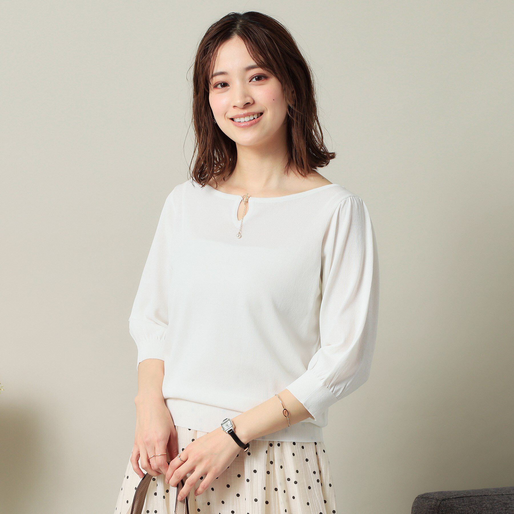 ITS&rsquo;DEMO「【UVケア／接触冷感／アンチピリング／洗濯機OK】キーネックニット」|ニット・セーター|