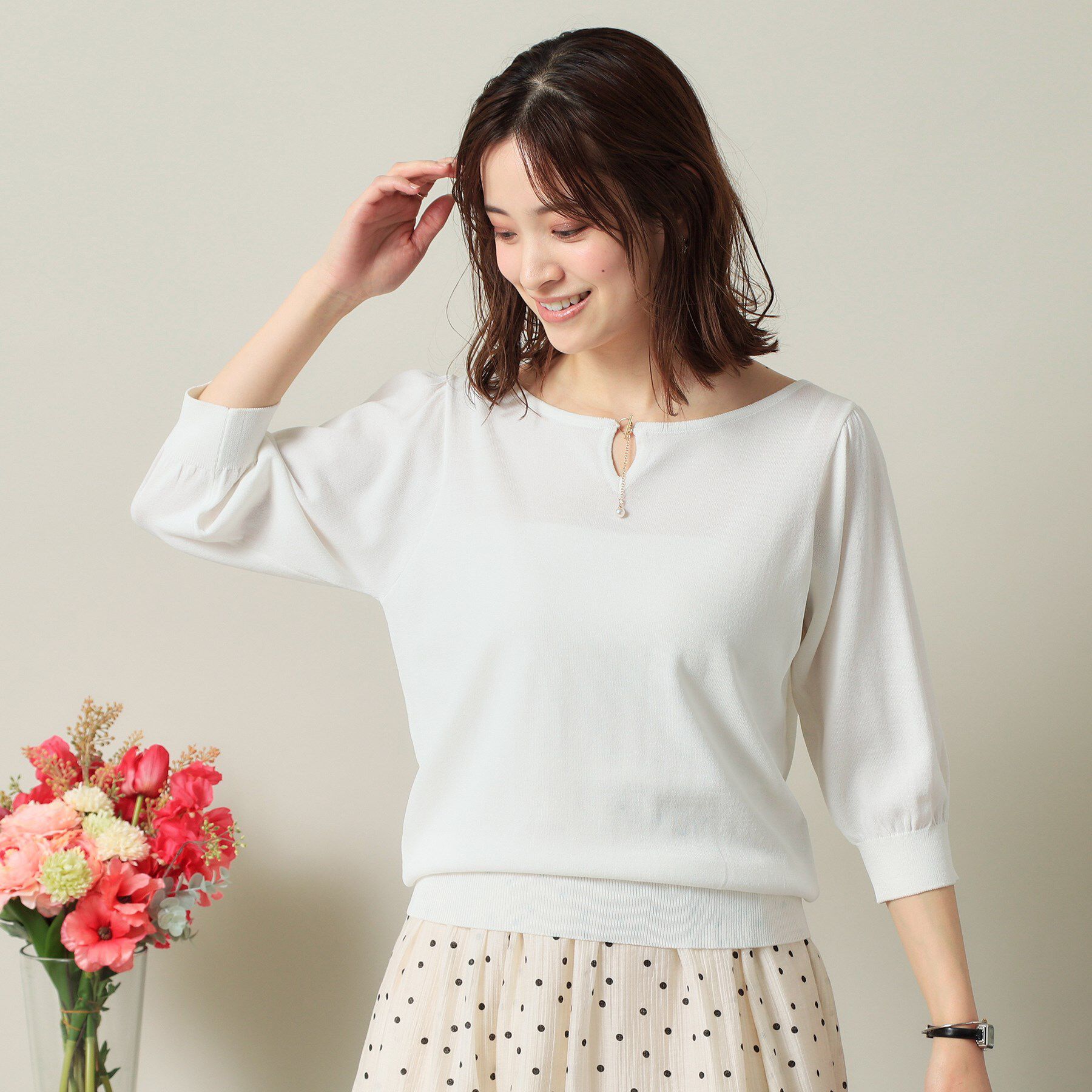 ITS&rsquo;DEMO「【UVケア／接触冷感／アンチピリング／洗濯機OK】キーネックニット」|ニット・セーター|