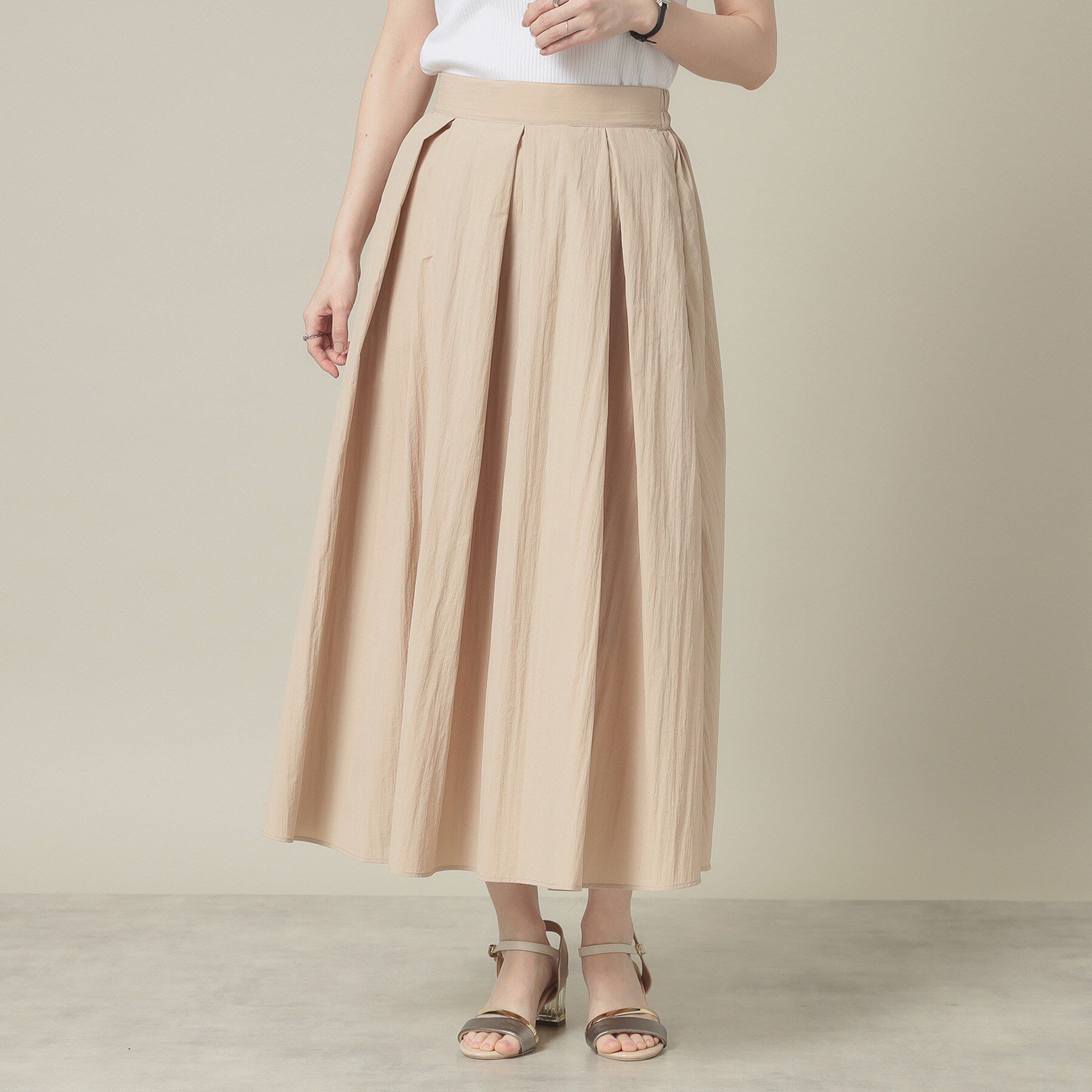 ITS&rsquo;DEMO「【撥水／洗濯機OK／ウエスト後ろゴム】タックスカート＜旅服シリーズ＞」|スカート|