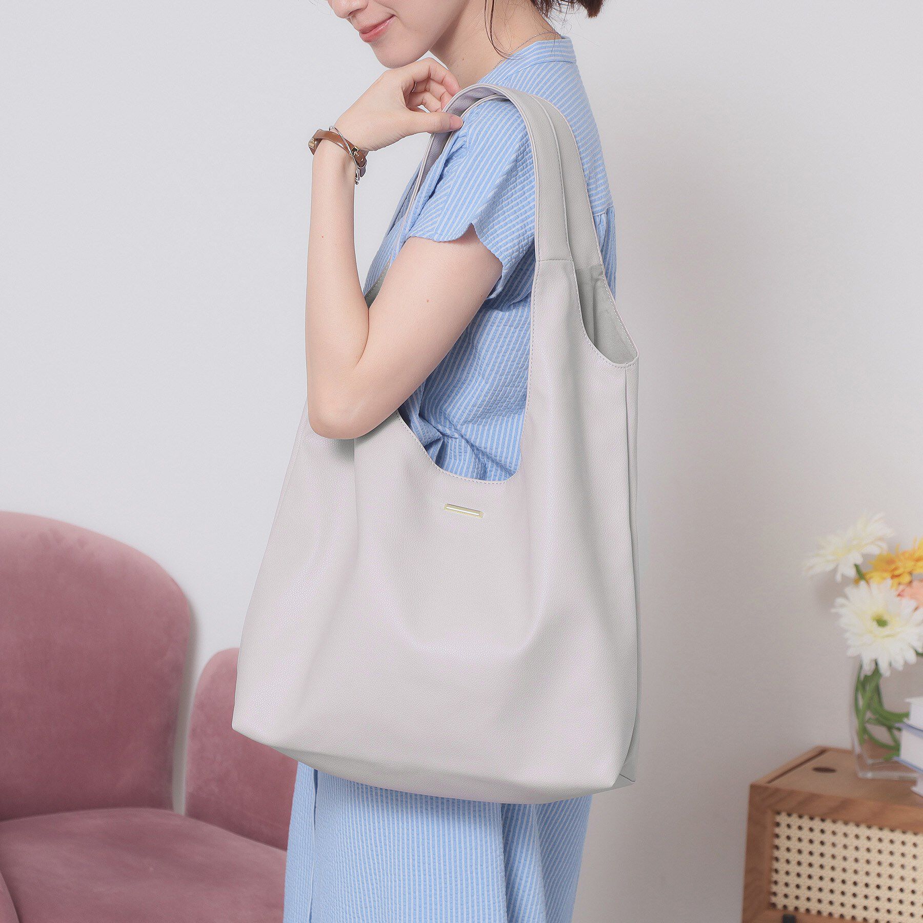 ITS&rsquo;DEMO「【A4対応】ラウンドトート」|トートバッグ|ライトグレー(011