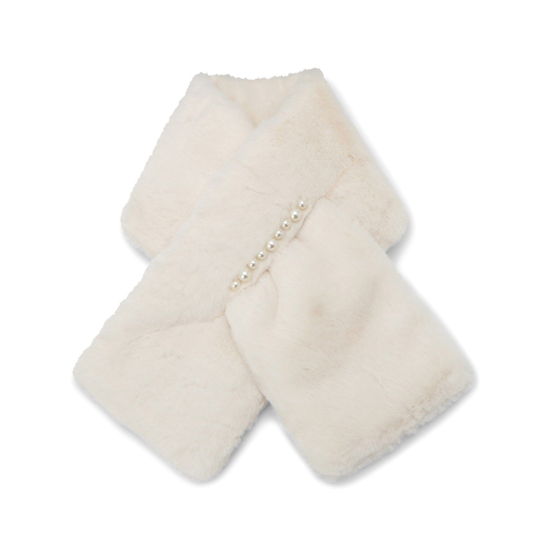 ITS&rsquo;DEMO「連パール調フェイクファーマフラー」|ストール|オフホワイト(003