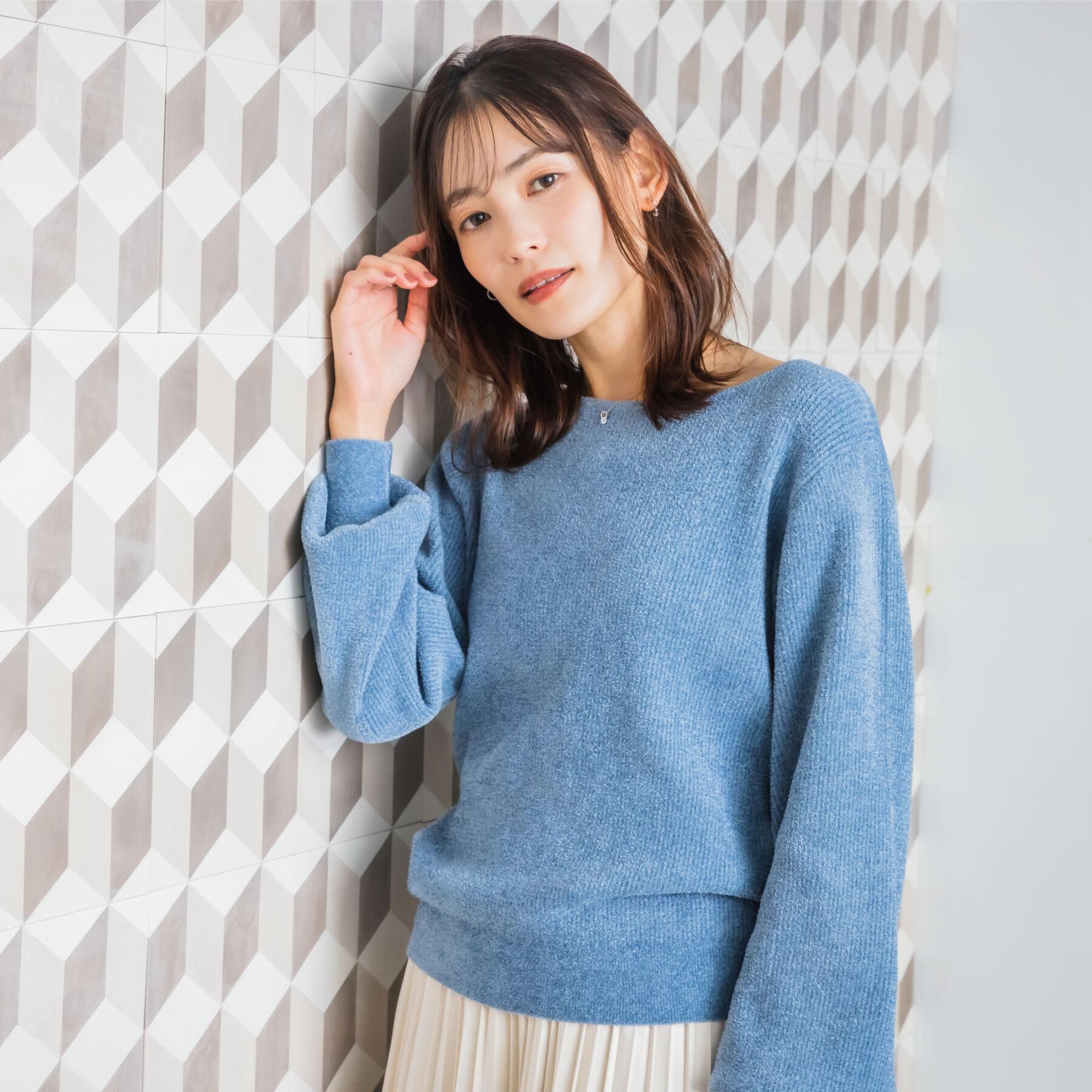 ITS&rsquo;DEMO「【毛玉防止／洗濯機OK】ボートネックモールニット」|ニット・セーター|