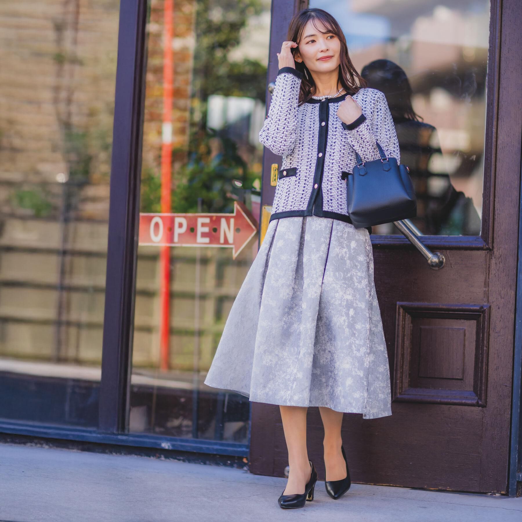 ITS&rsquo;DEMO「【入卒/手洗い可】ラメツイードニットジャケット」|ノーカラージャケット|