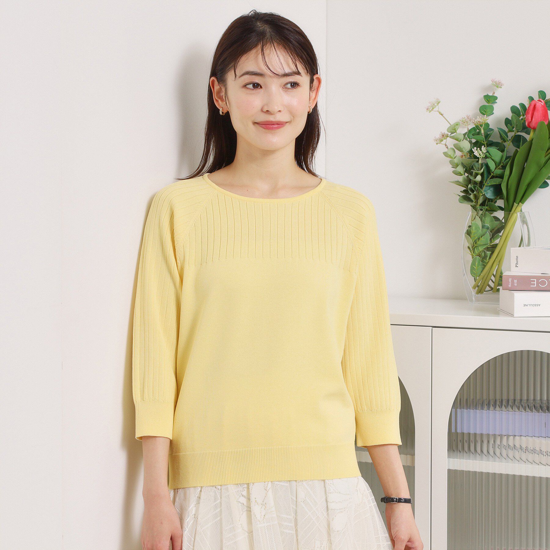 ITS&rsquo;DEMO「【縮みに強い／毛玉防止／洗濯機OK】タフニット リブ切替ニットプルオーバー」|ニット・セーター|