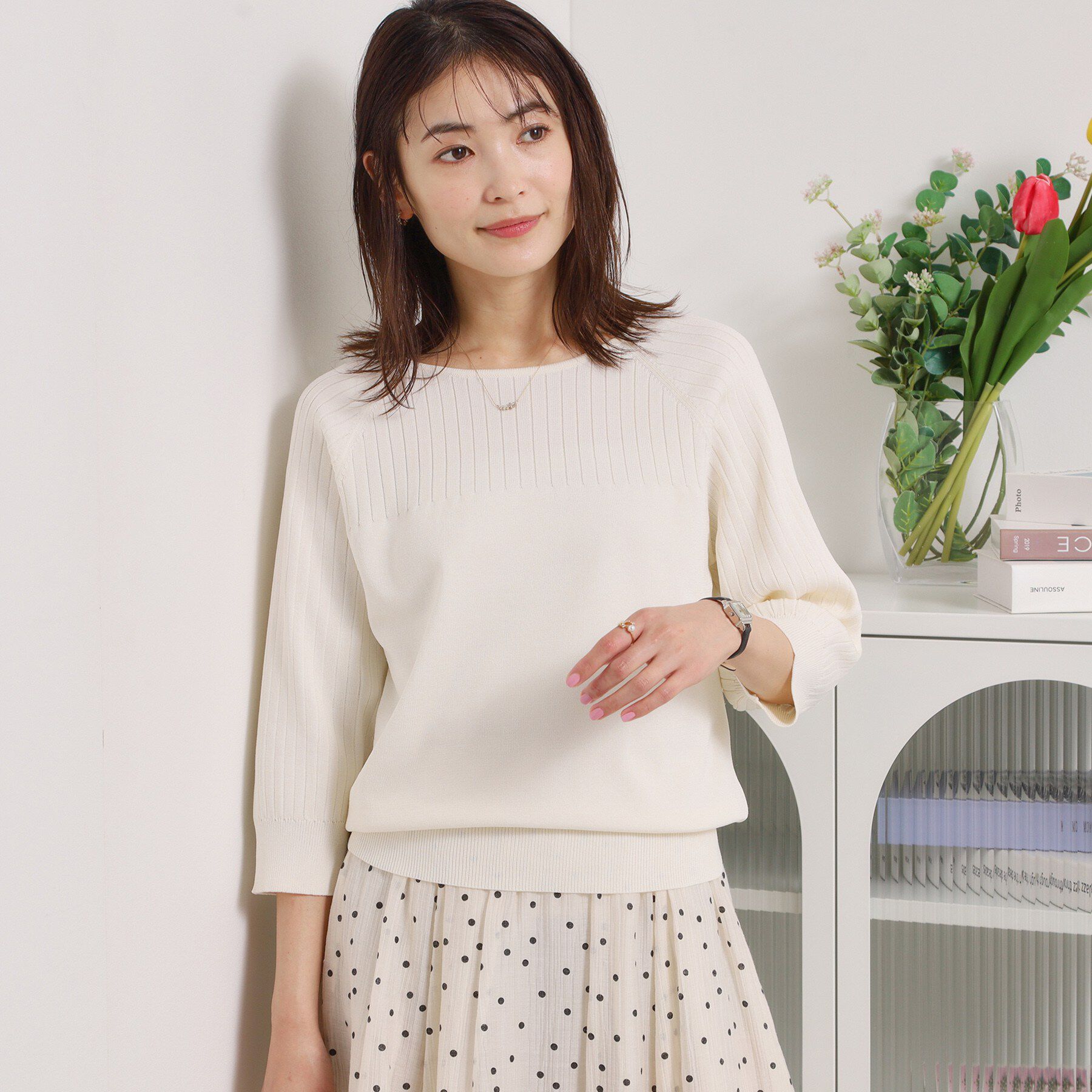 ITS&rsquo;DEMO「【縮みに強い／毛玉防止／洗濯機OK】タフニット リブ切替ニットプルオーバー」|ニット・セーター|