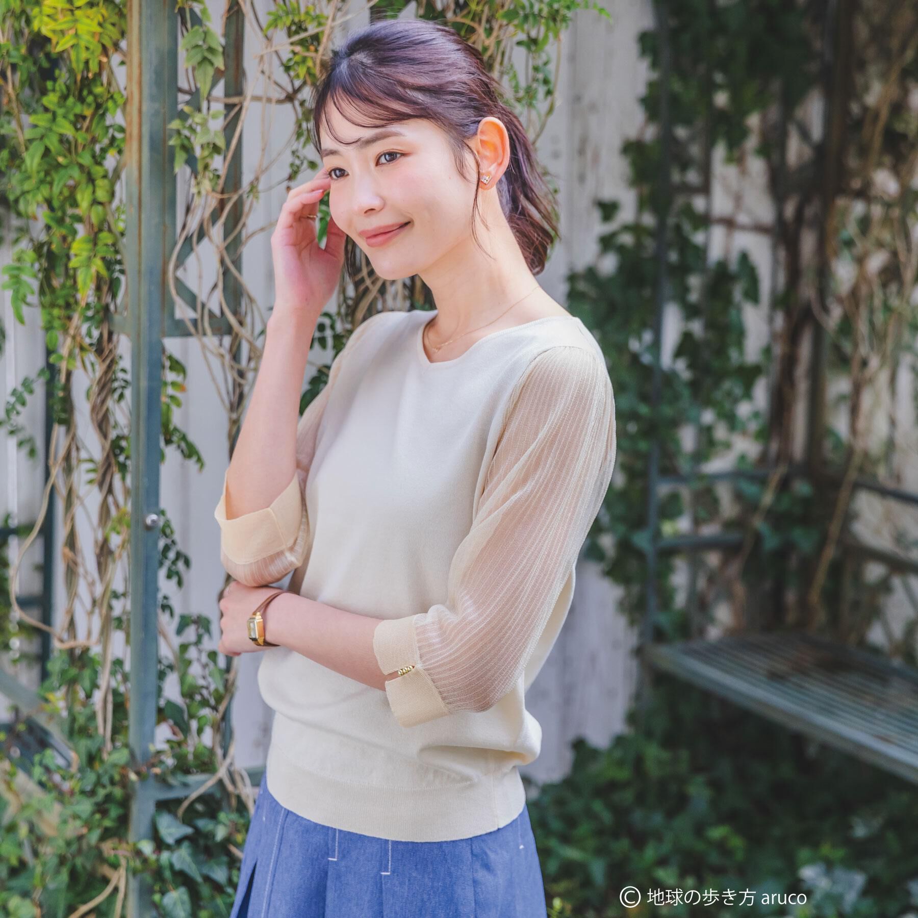 ITS&rsquo;DEMO「【手洗い可】袖シアーニット」|ニット・セーター|