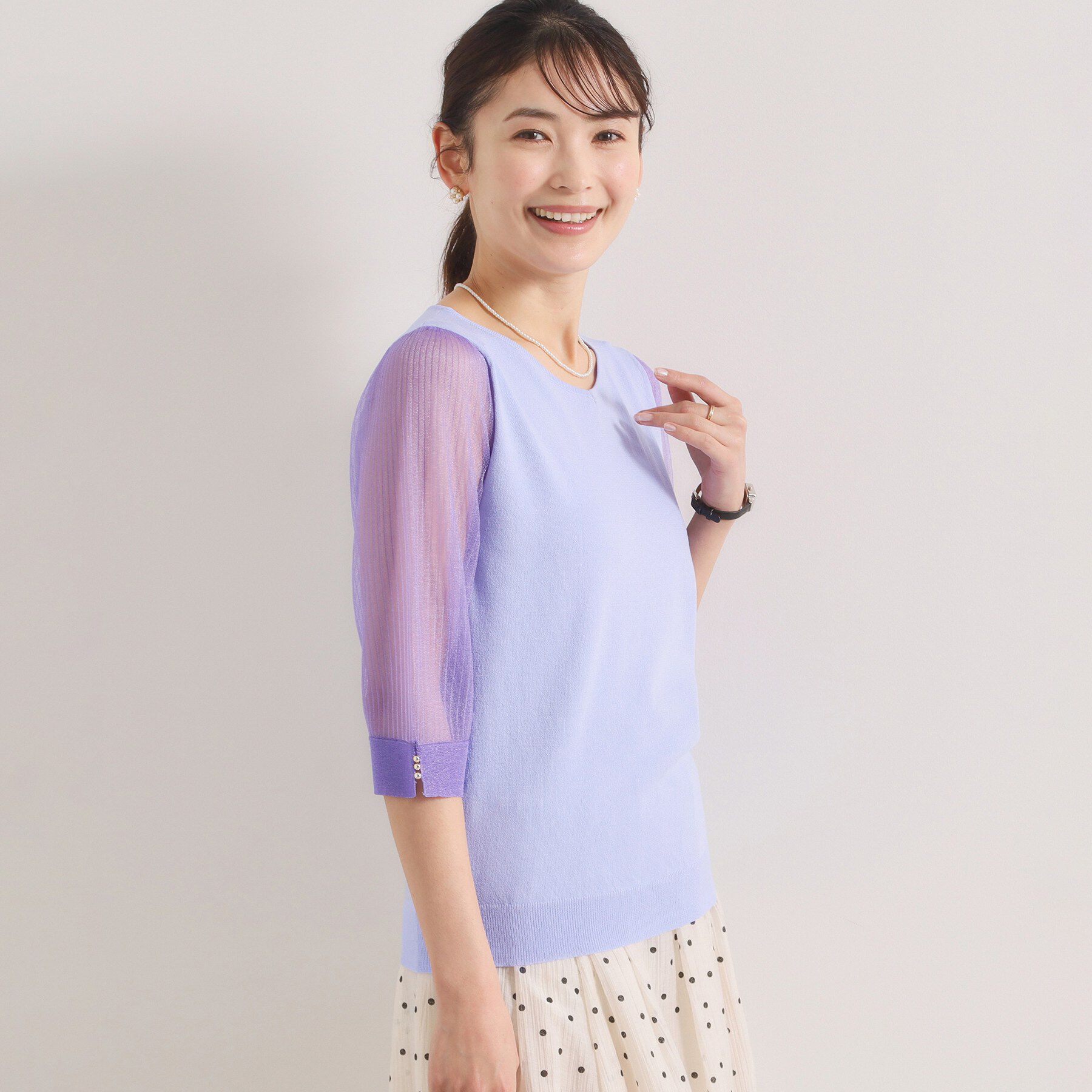 ITS&rsquo;DEMO「【手洗い可】袖シアーニット」|ニット・セーター|