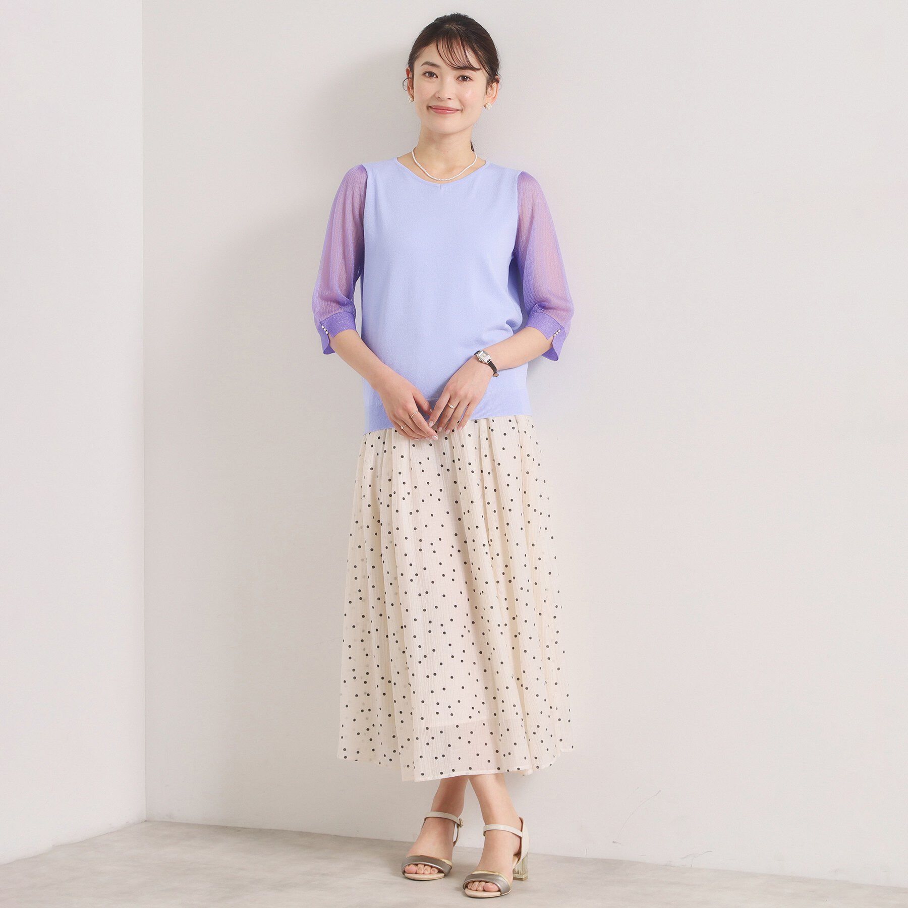 ITS&rsquo;DEMO「【手洗い可】袖シアーニット」|ニット・セーター|