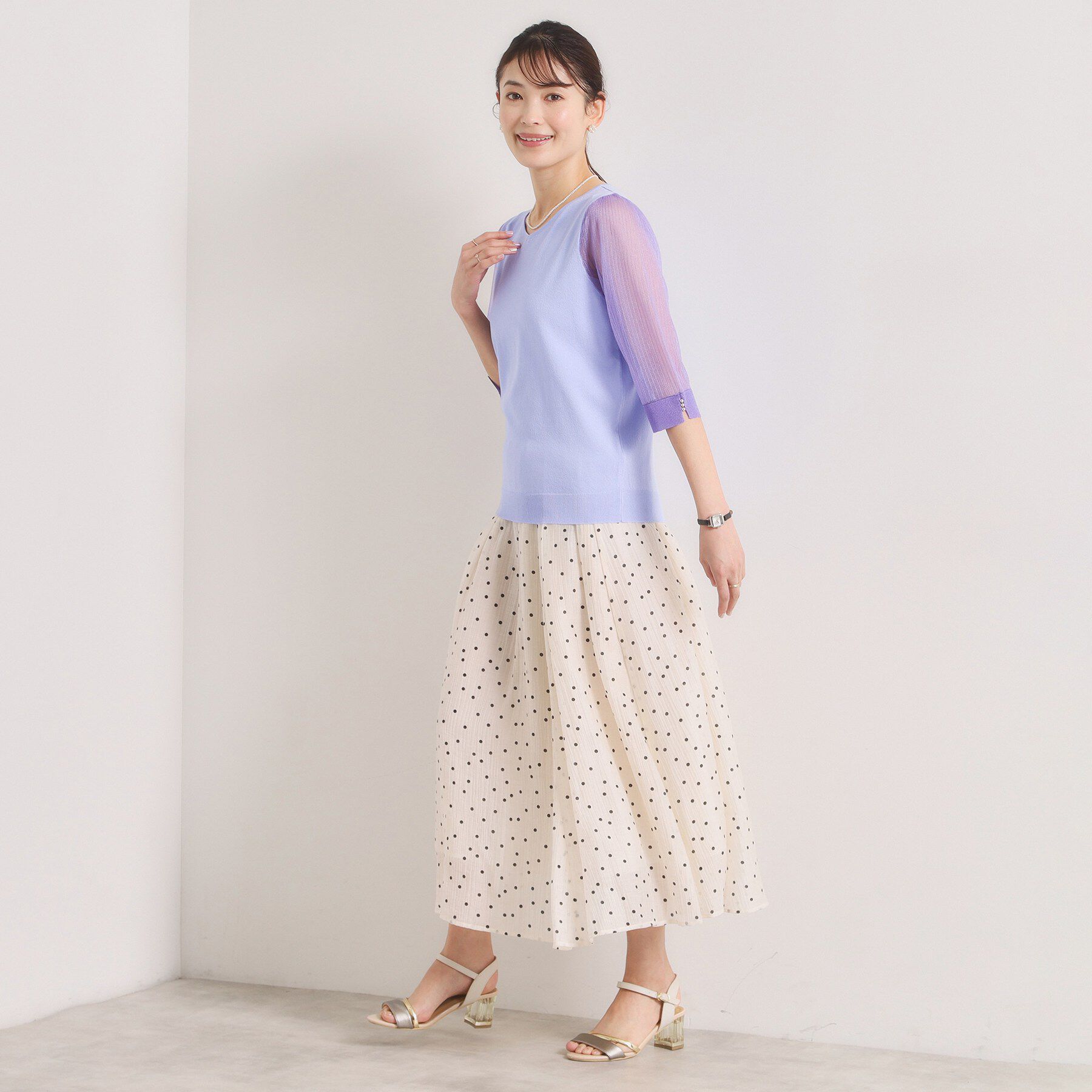 ITS&rsquo;DEMO「【手洗い可】袖シアーニット」|ニット・セーター|