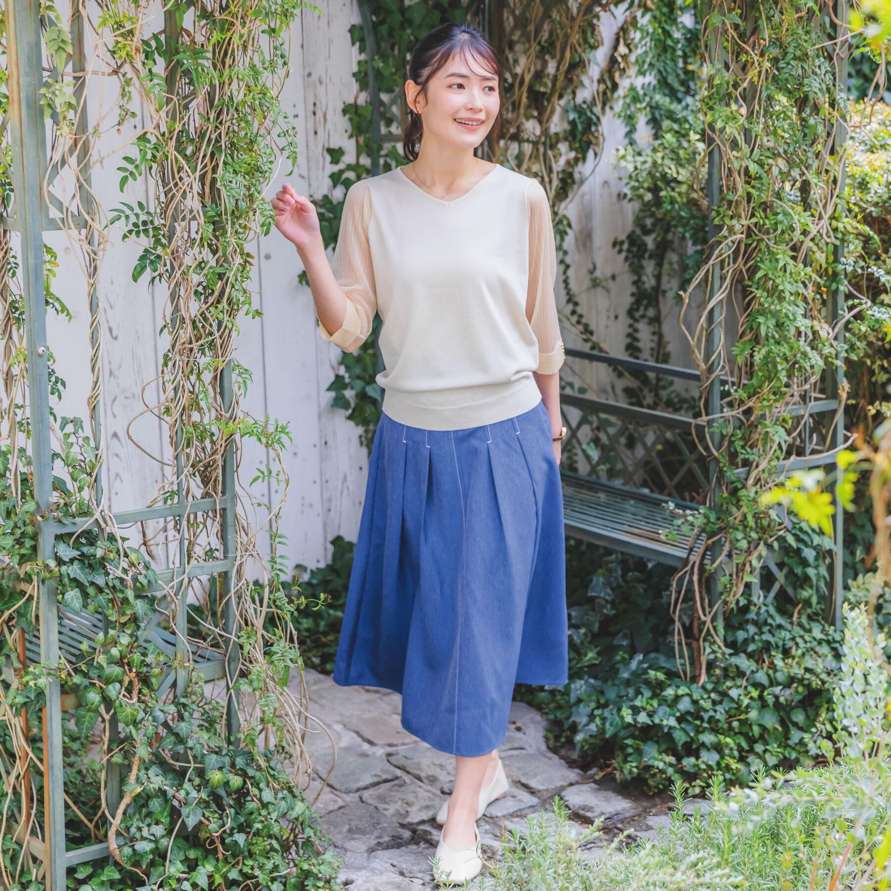 ITS&rsquo;DEMO「【手洗い可】袖シアーニット」|ニット・セーター|