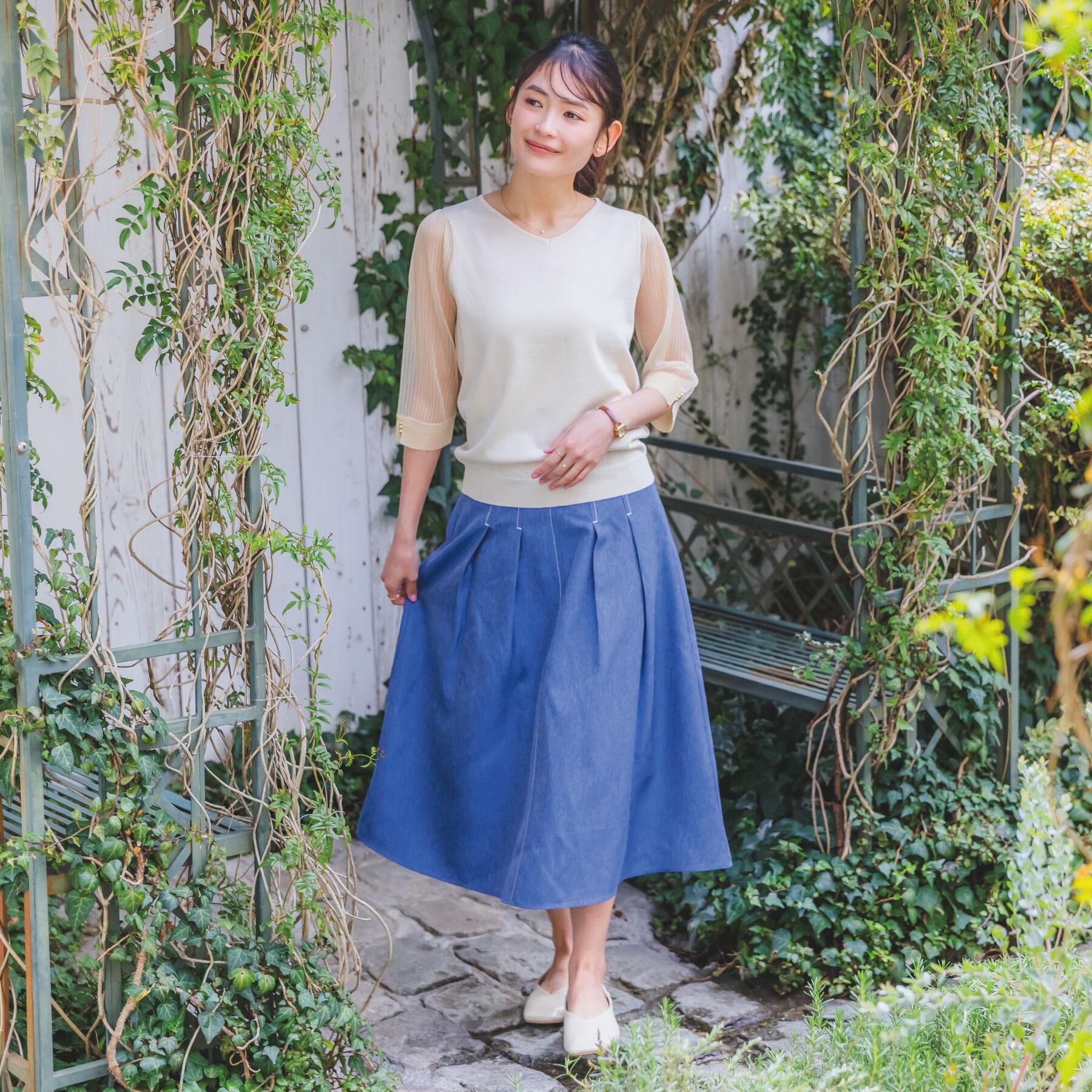 ITS&rsquo;DEMO「【手洗い可】袖シアーニット」|ニット・セーター|