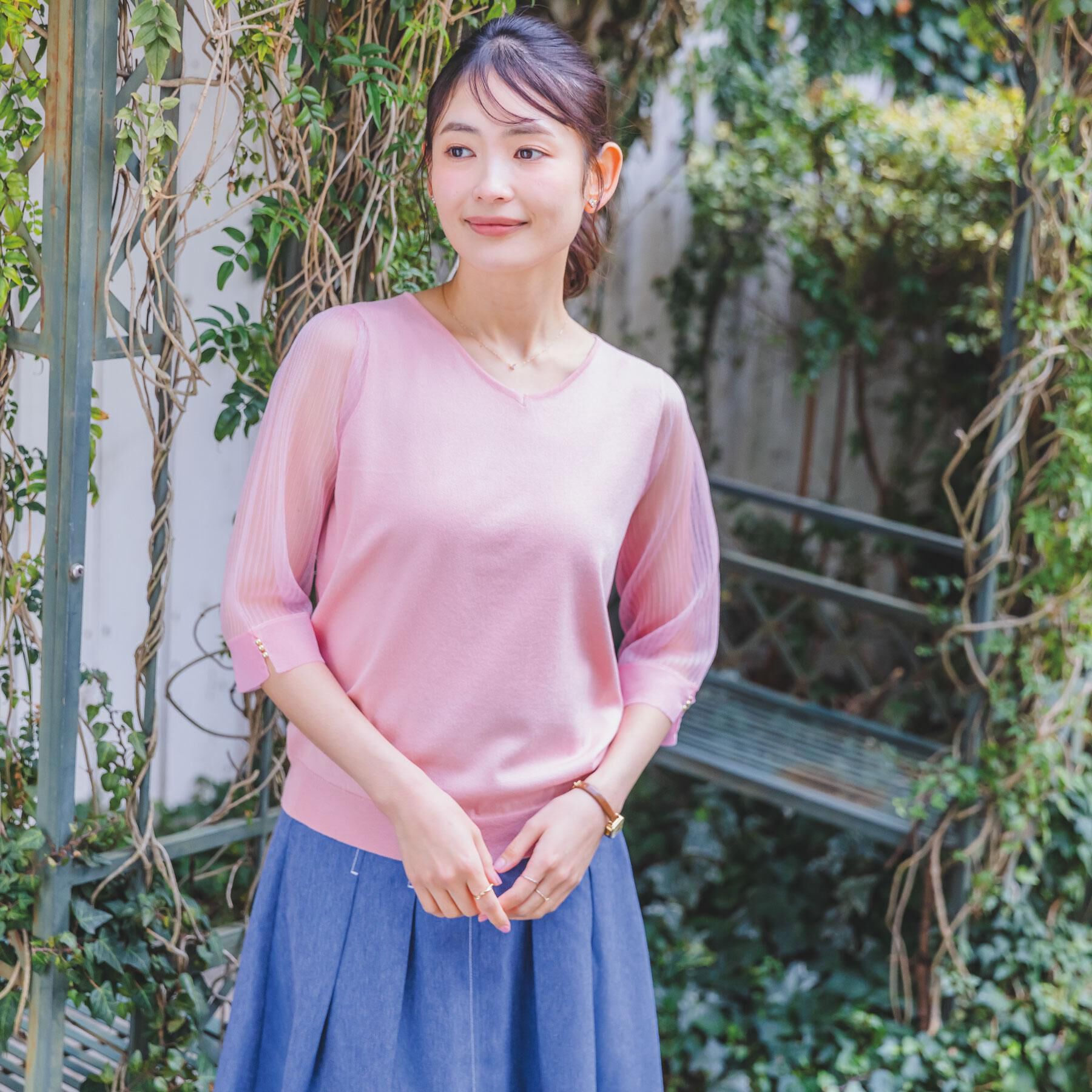 ITS&rsquo;DEMO「【手洗い可】袖シアーニット」|ニット・セーター|