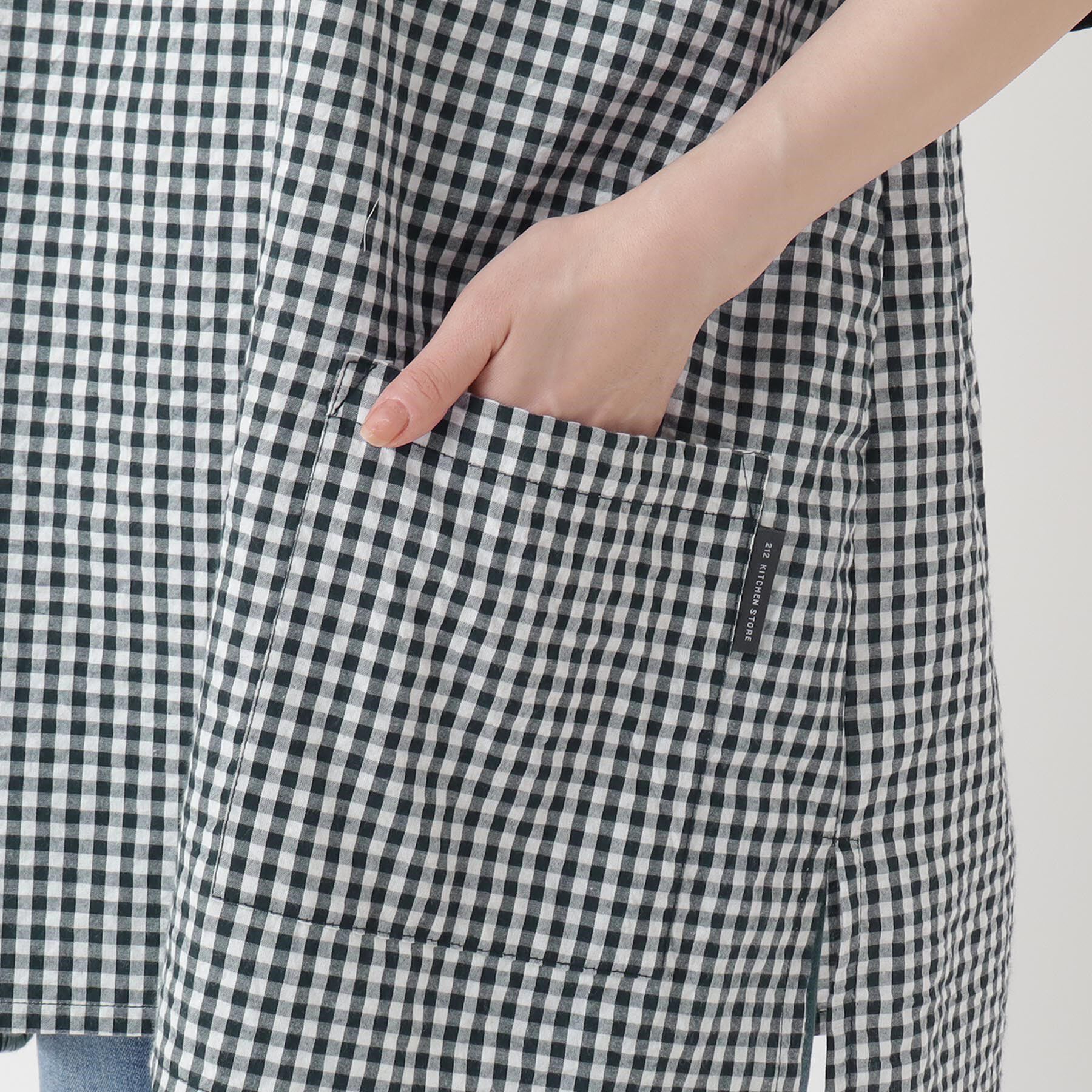 212 KITCHEN STORE「ギンガムサッカー半袖かっぽう着 BK」|食器・キッチングッズ|